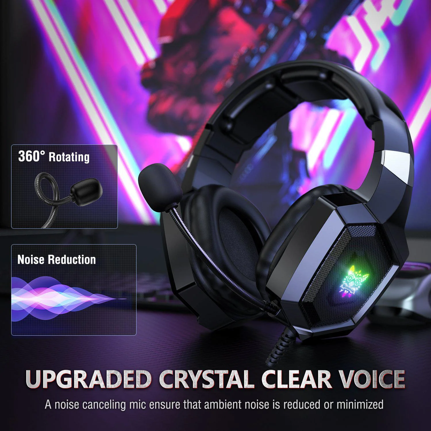 ONIKUMA K8 Wired Stereo Gaming Headphones With Mic LED Lights - Image 13