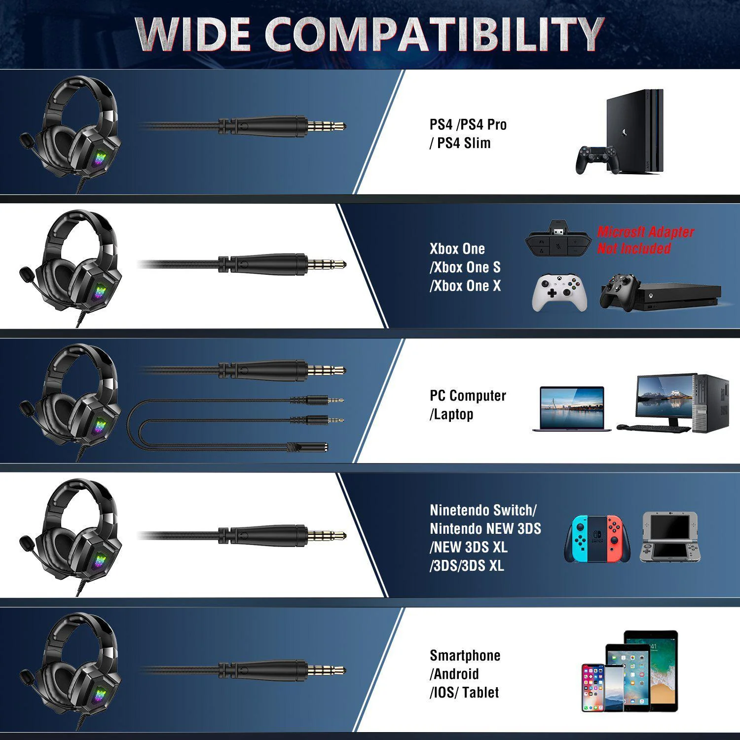 ONIKUMA K8 Wired Stereo Gaming Headphones With Mic LED Lights - Image 17