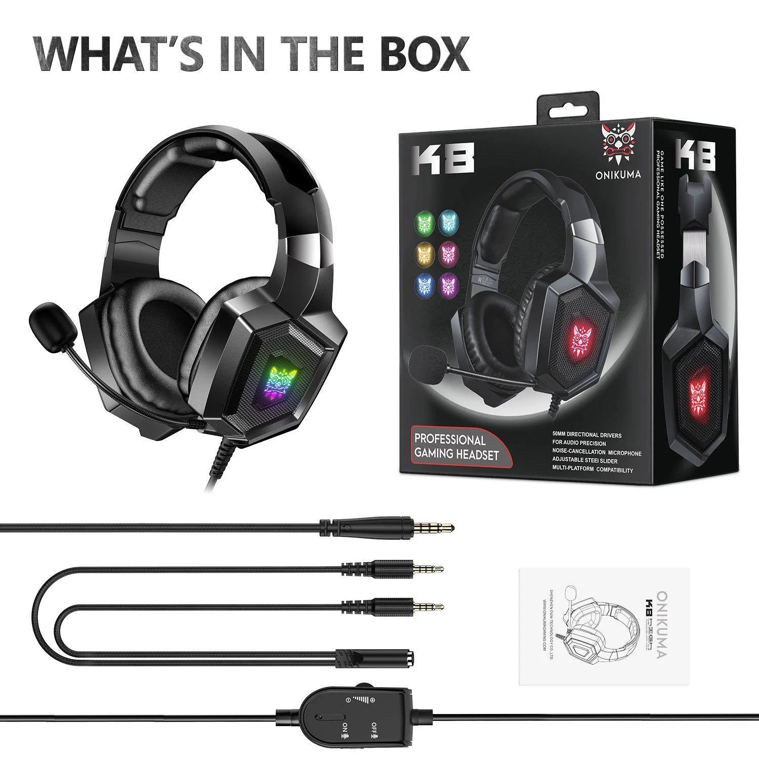 ONIKUMA K8 Wired Stereo Gaming Headphones With Mic LED Lights - Image 18