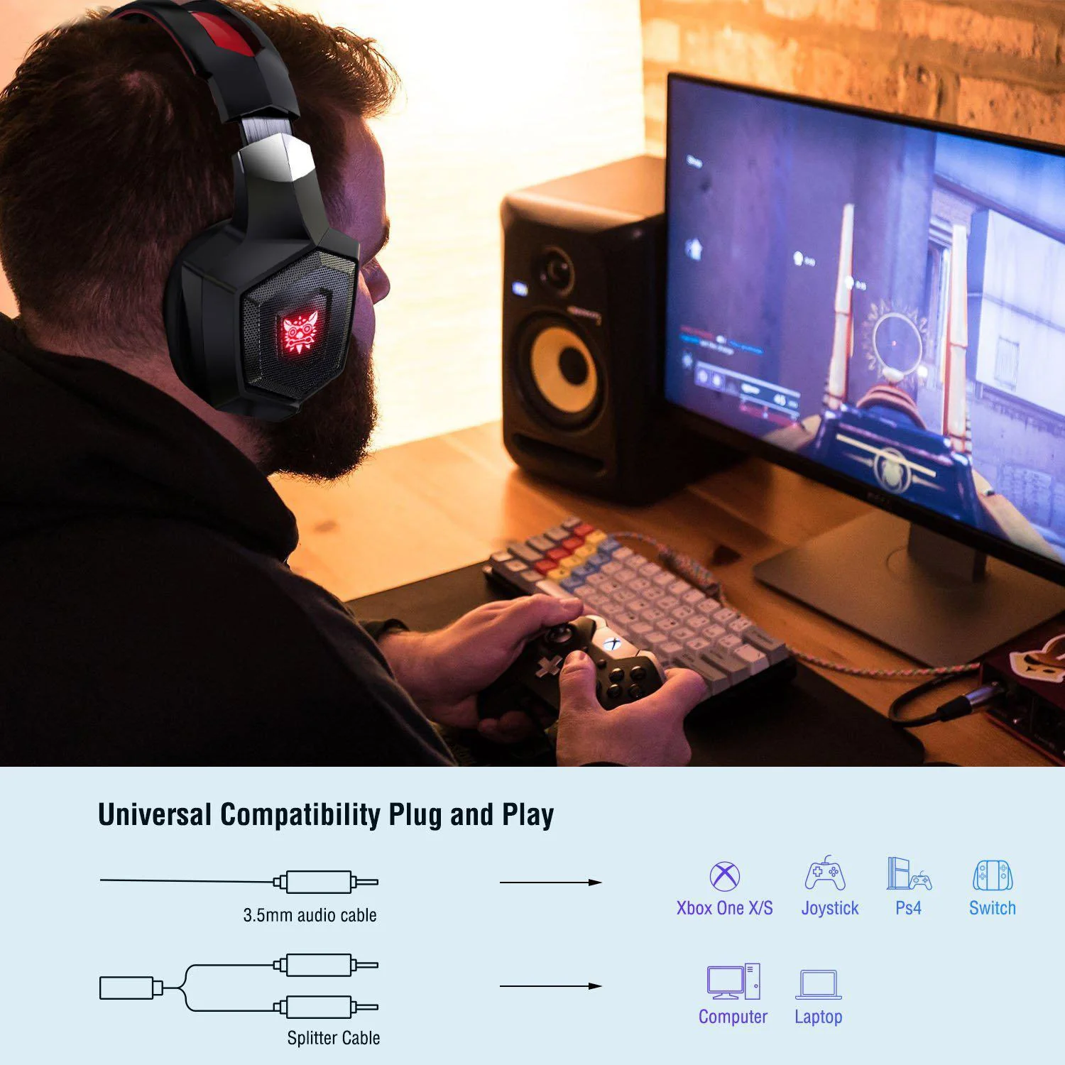 ONIKUMA K8 Wired Stereo Gaming Headphones With Mic LED Lights - Image 22