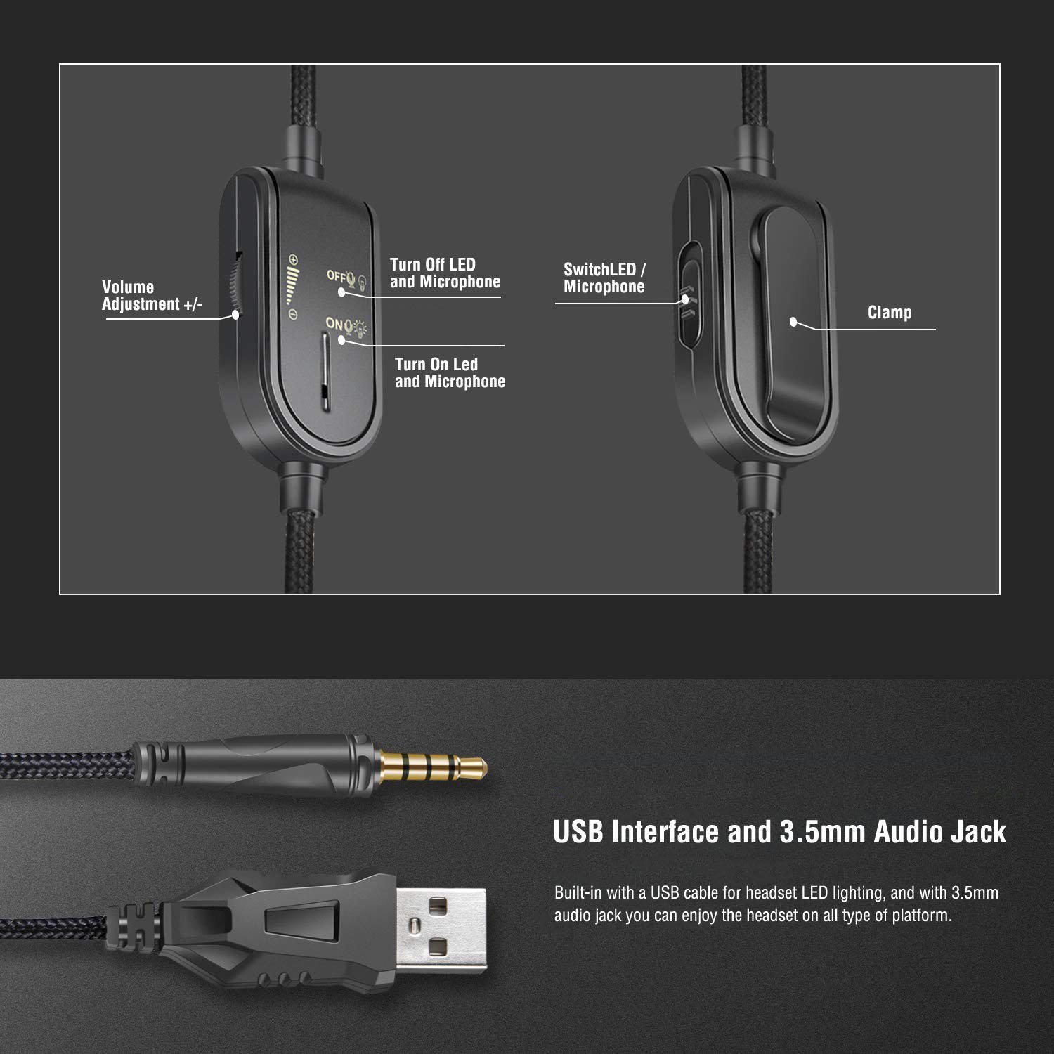 ONIKUMA K8 Wired Stereo Gaming Headphones With Mic LED Lights - Image 24