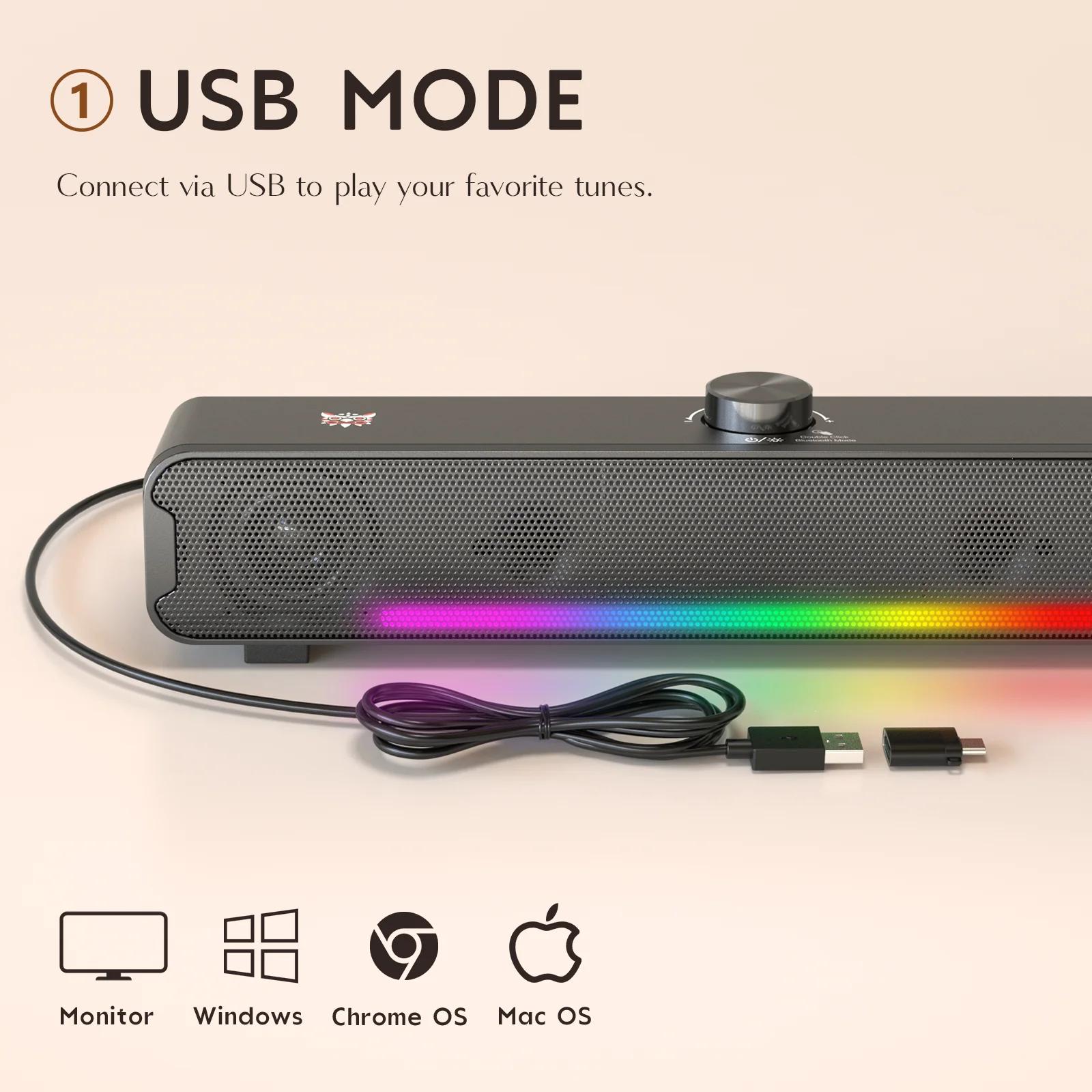 ONIKUMA L16 Bluetooth-compatible Speaker with RGB Light, Powerful Computer Speaker Portable Soundbar for TV Home Theater PC Gaming - Image 6