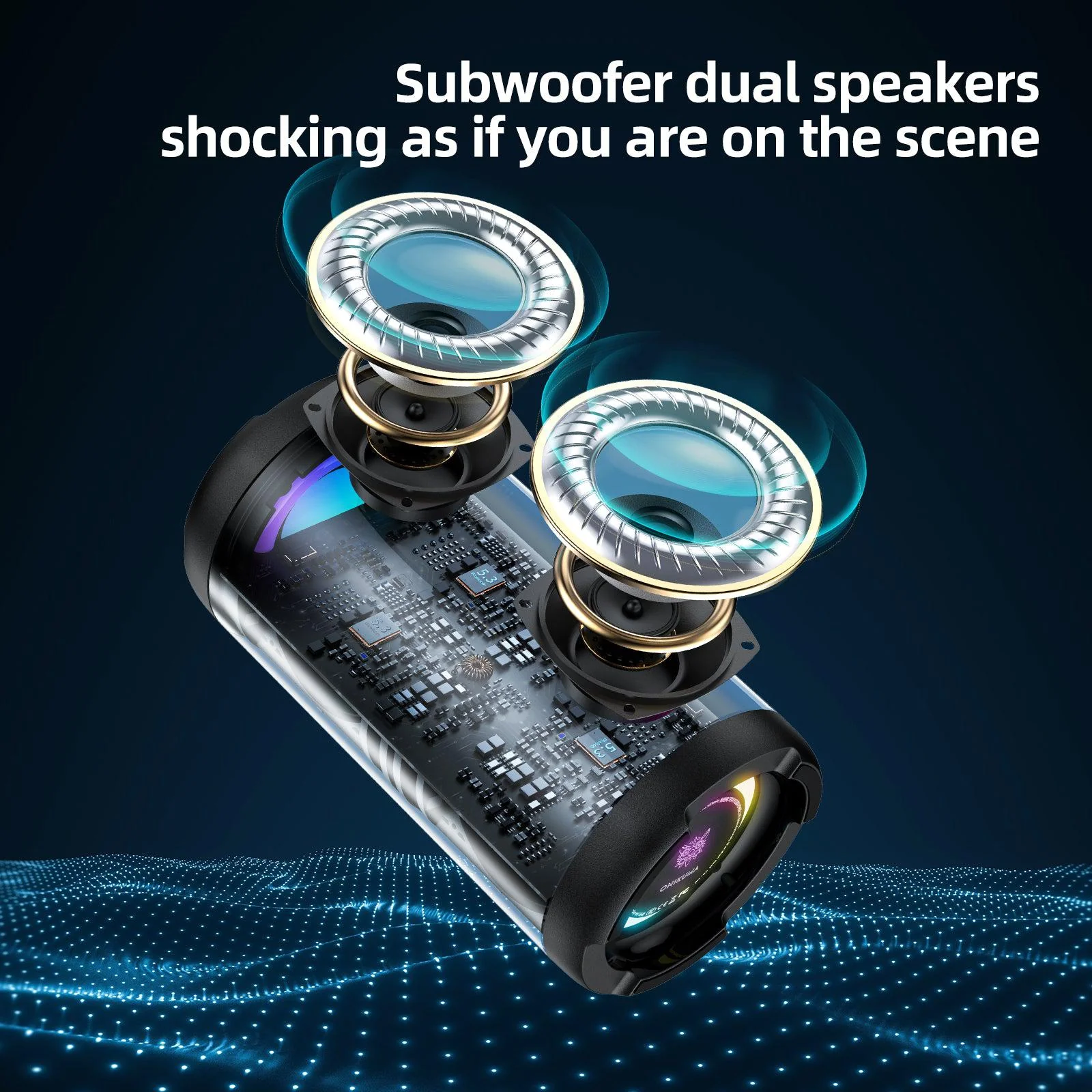ONIKUMA L20 RGB Outdoor Bluetooth Portable Speaqker, IPX7 Waterproof Dual Speakers for TV Home Theater PC Gaming - Image 6