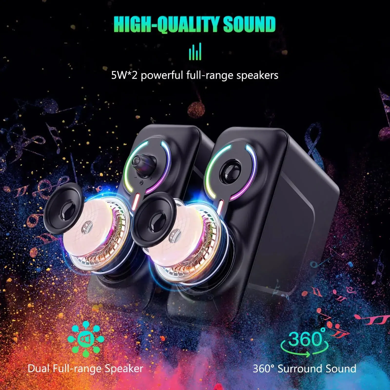 ONIKUMA L6 Multimedia Gaming Speaker with BT5.0 and AUX Mode - Image 4
