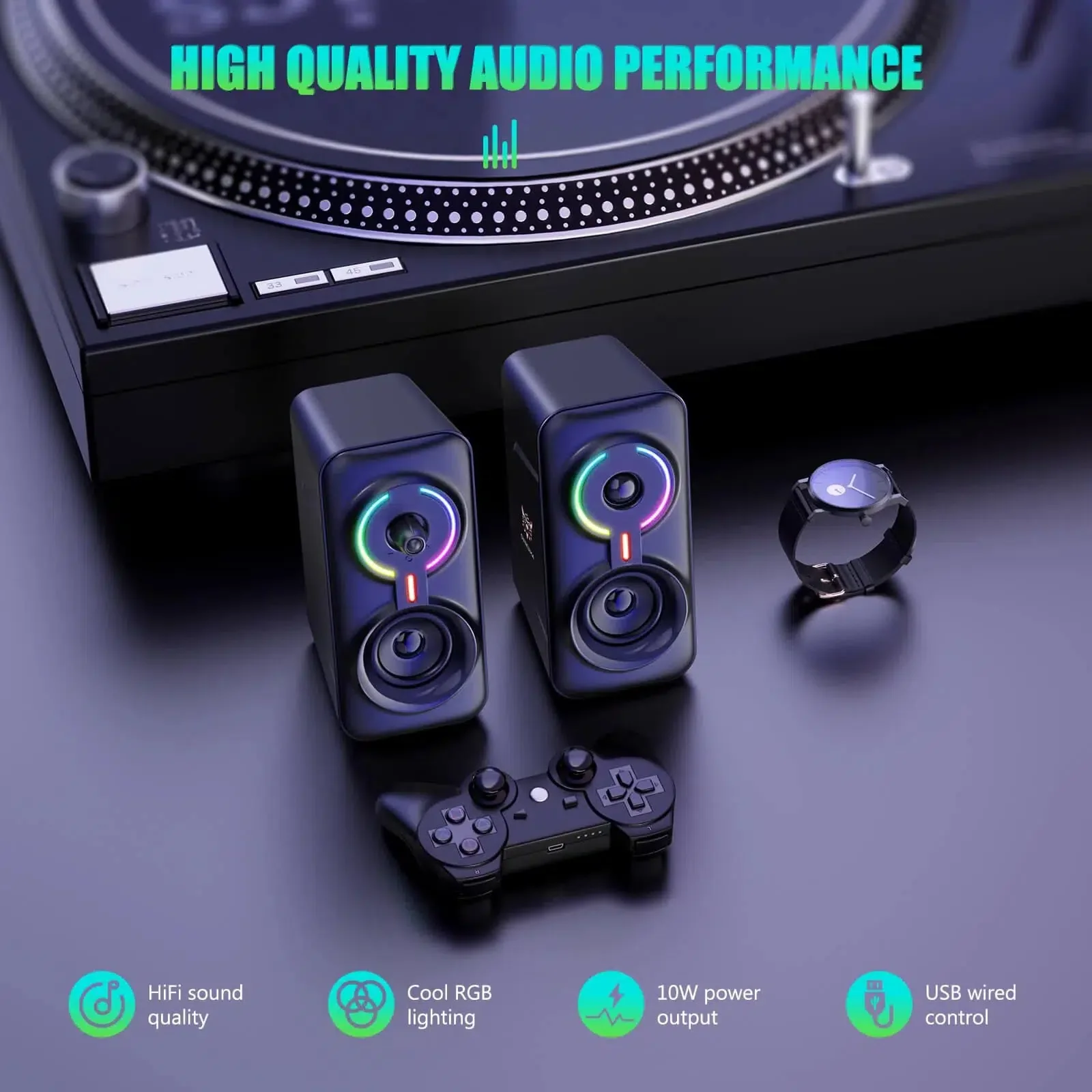 ONIKUMA L6 Multimedia Gaming Speaker with BT5.0 and AUX Mode - Image 6