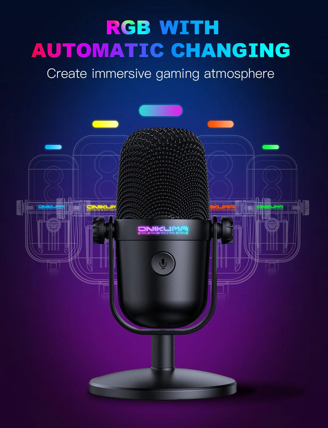 ONIKUMA M830 USB Condenser Gaming Microphone Mini USB Microphone - Image 5