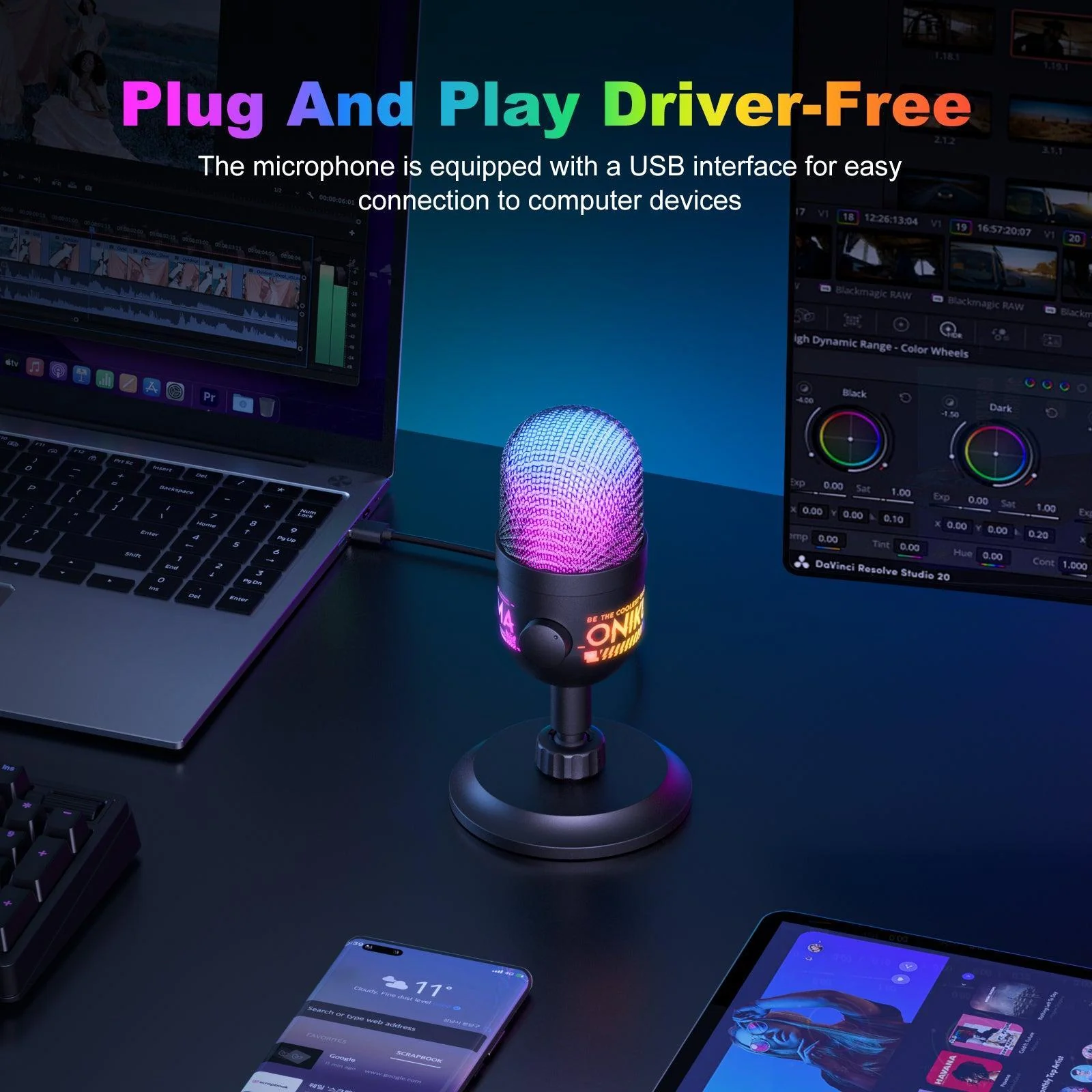 ONIKUMA M930 Studio RGB Microphone with 48KHz Capture & Smart Monitoring - Image 5