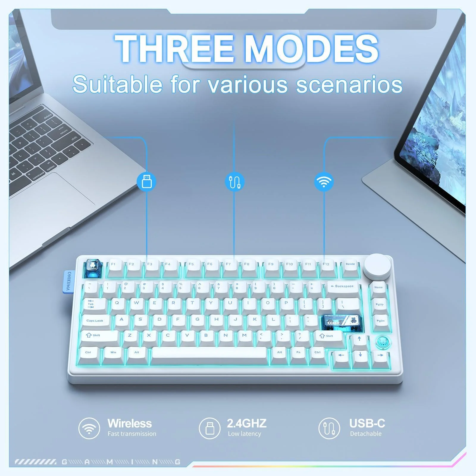 ONIKUMA MT706 81-key Triple-Mode Mechanical Keyboard - 1ms Gasket Mount for Esports - Image 6