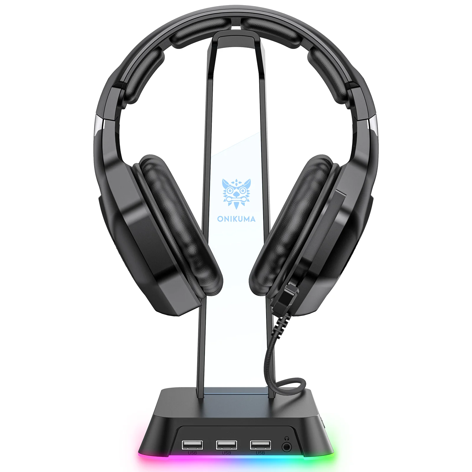 ONIKUMA ST2 RGB Gaming Headphone Stand with 3 USB and 3.5mm AUX Ports - Image 23