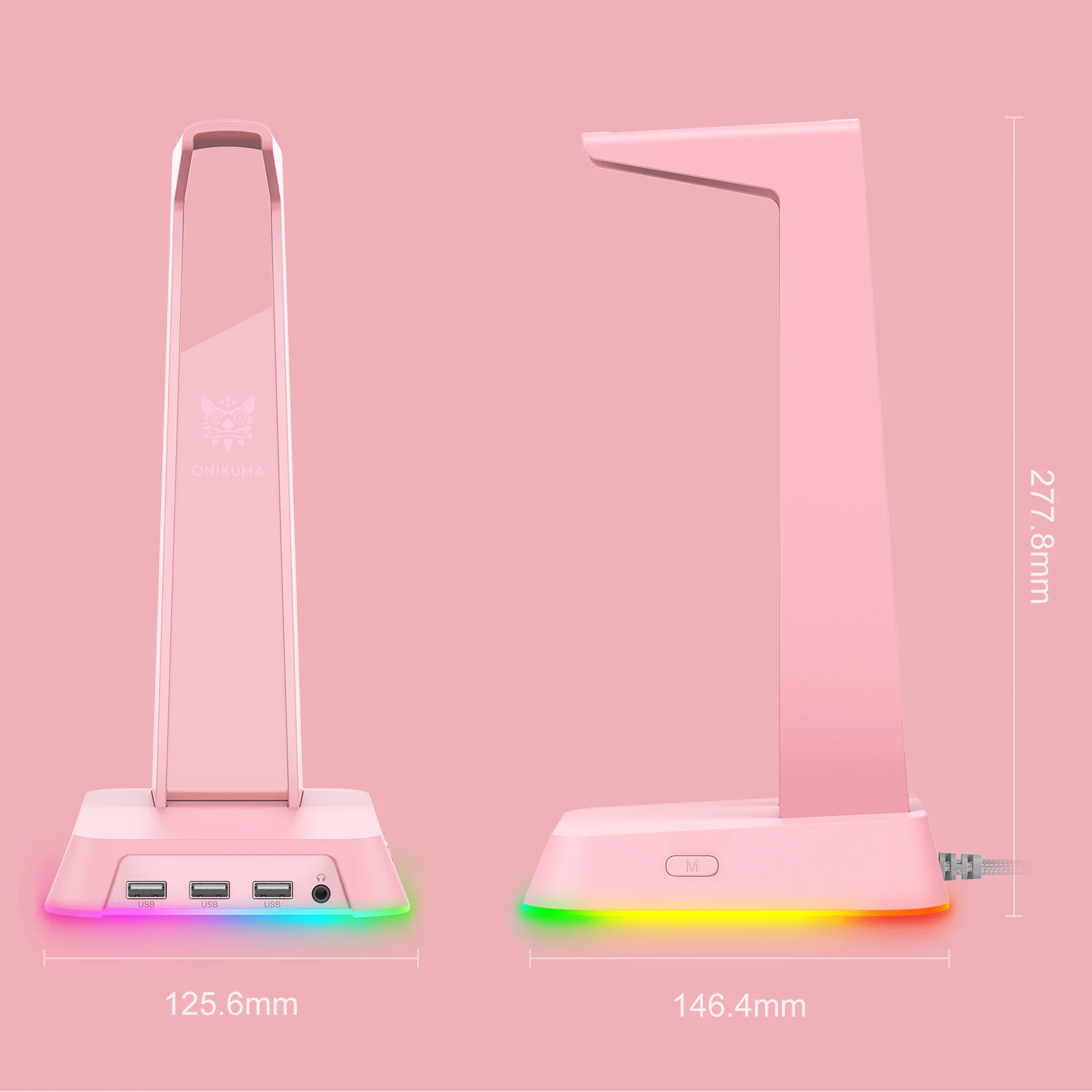 ONIKUMA ST2 RGB Gaming Headphone Stand with 3 USB and 3.5mm AUX Ports - Image 8