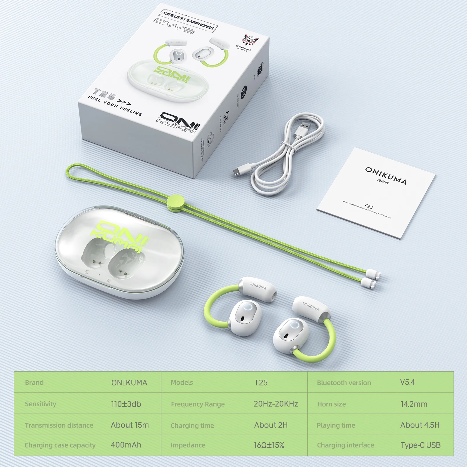 ONIKUMA T25 Wireless Earbuds,Bluetooth Headphones,Open Ear Headphones-HiFi Stereo, Clear Calls Mic,Ultra Comfort,Air Conduction,Smart Touch Control,30H Playback Earphones for Running&Workout-Black - Image 15