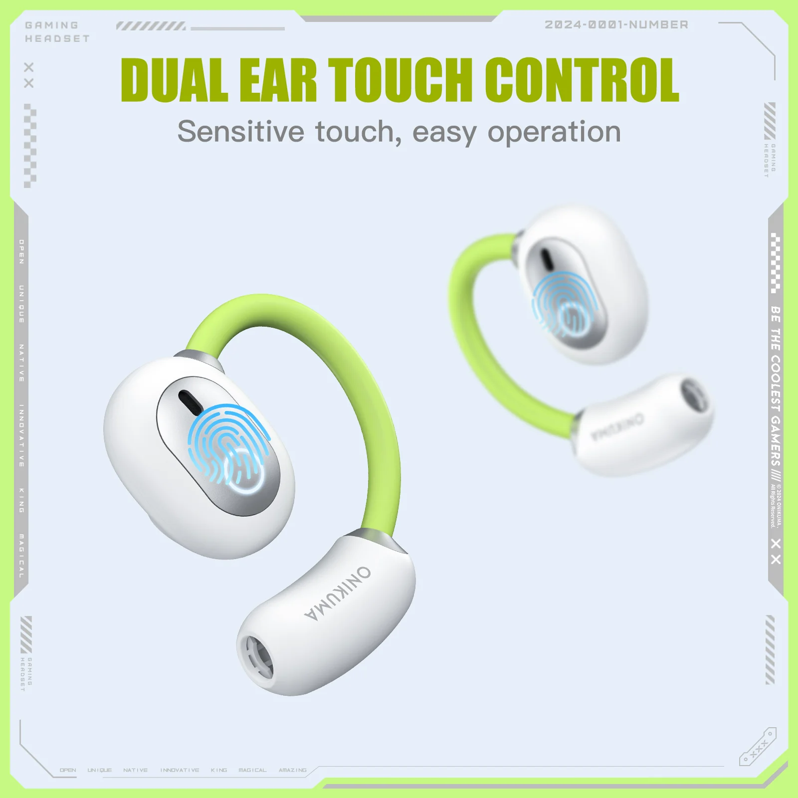 ONIKUMA T25 Wireless Earbuds,Bluetooth Headphones,Open Ear Headphones-HiFi Stereo, Clear Calls Mic,Ultra Comfort,Air Conduction,Smart Touch Control,30H Playback Earphones for Running&Workout-Black - Image 9