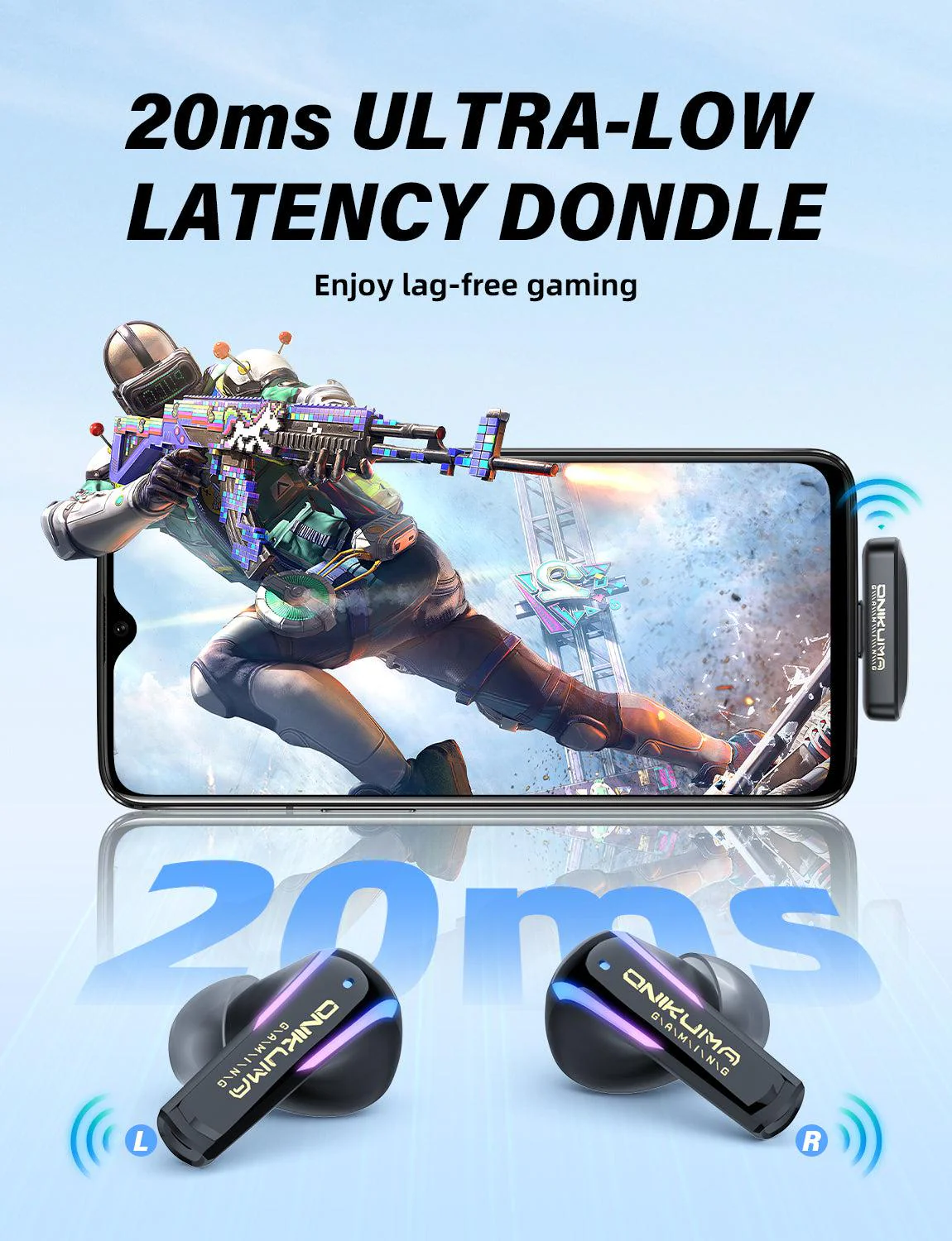ONIKUMA T27 2.4G Wireless Gaming Earbuds with ENC Mic - Image 11