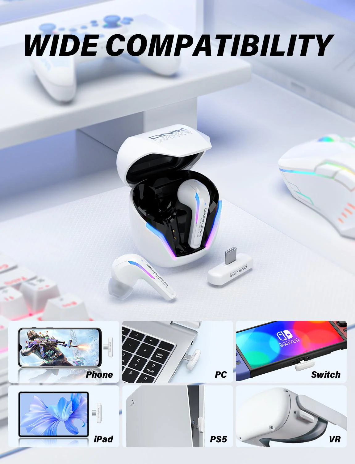 ONIKUMA T27 2.4G Wireless Gaming Earbuds with ENC Mic - Image 7