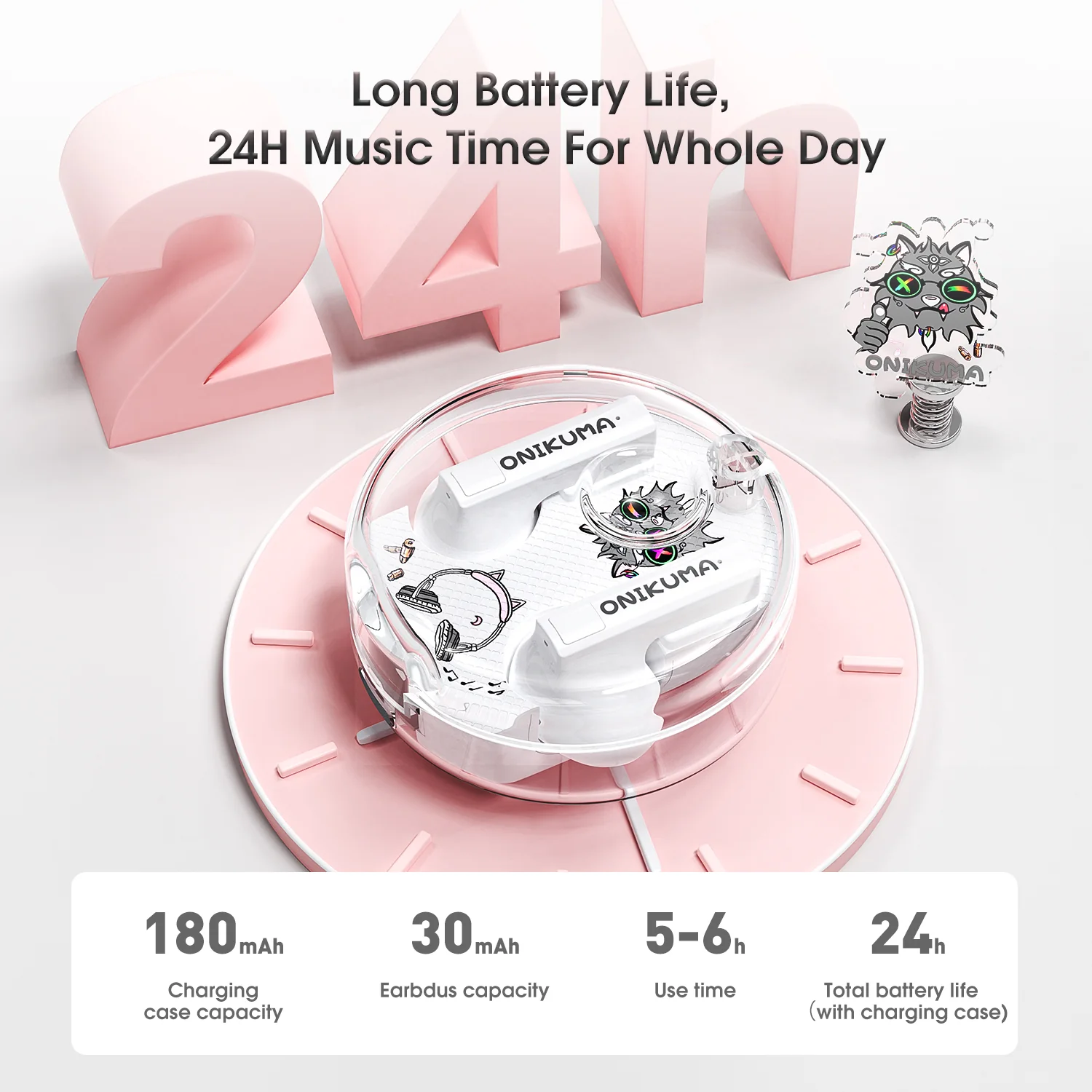 ONIKUMA T301 TWS Cartoon Earphone Touch Control Wireless Bluetooth-compatible 5.3 Headset Sports Earbuds Gaming Headset Gamer With Mic - Image 12