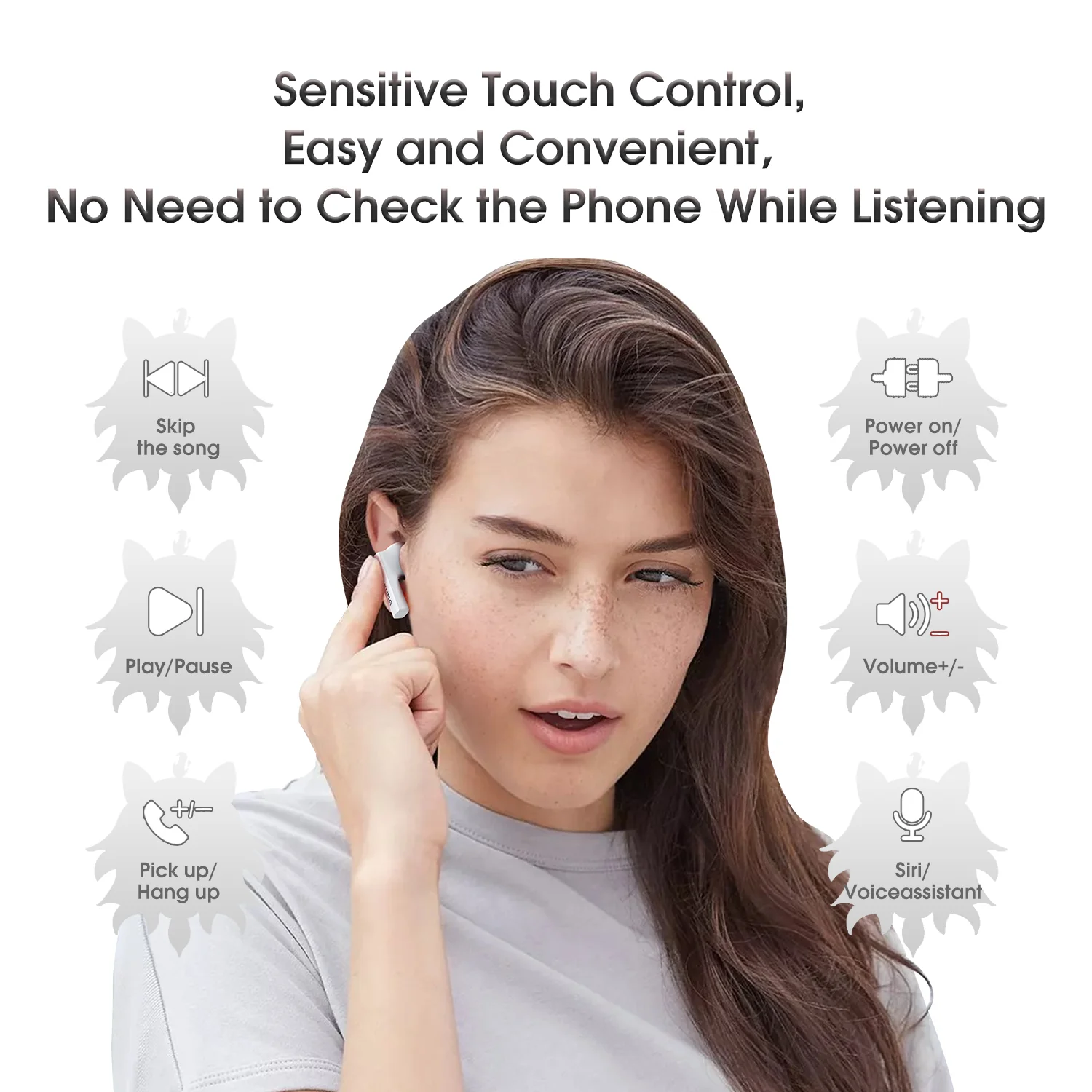 ONIKUMA T301 TWS Cartoon Earphone Touch Control Wireless Bluetooth-compatible 5.3 Headset Sports Earbuds Gaming Headset Gamer With Mic - Image 13