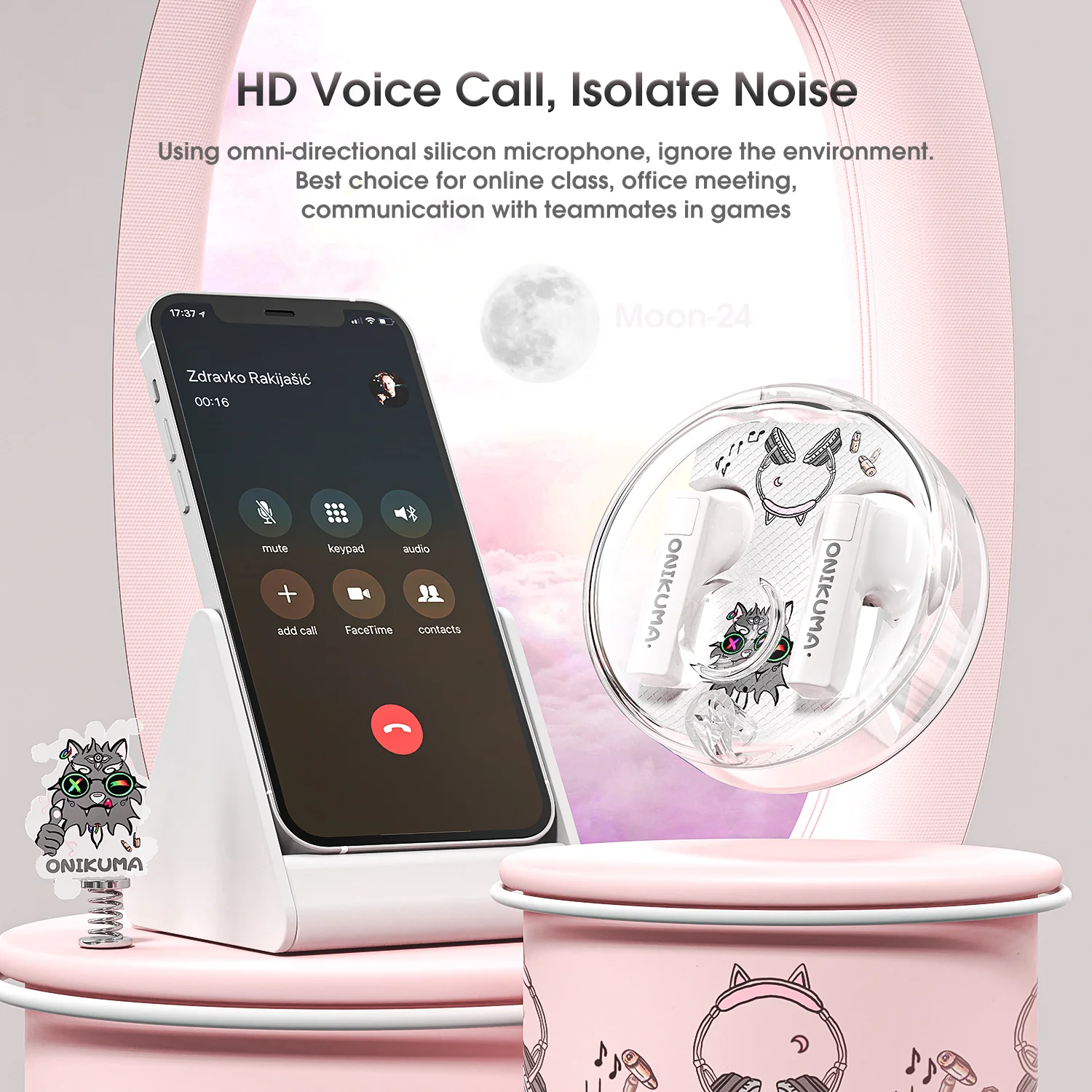 ONIKUMA T301 TWS Cartoon Earphone Touch Control Wireless Bluetooth-compatible 5.3 Headset Sports Earbuds Gaming Headset Gamer With Mic - Image 15