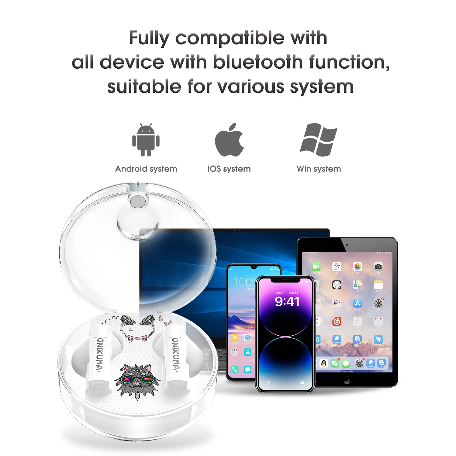 ONIKUMA T301 TWS Cartoon Earphone Touch Control Wireless Bluetooth-compatible 5.3 Headset Sports Earbuds Gaming Headset Gamer With Mic - Image 18