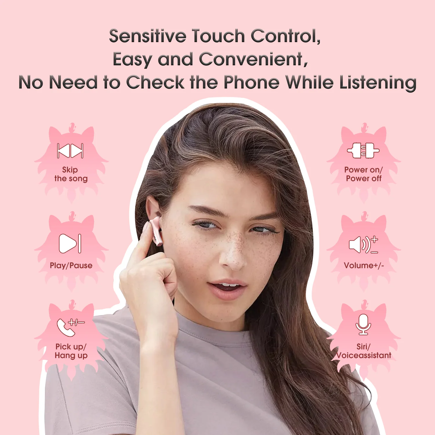 ONIKUMA T301 TWS Cartoon Earphone Touch Control Wireless Bluetooth-compatible 5.3 Headset Sports Earbuds Gaming Headset Gamer With Mic - Image 3