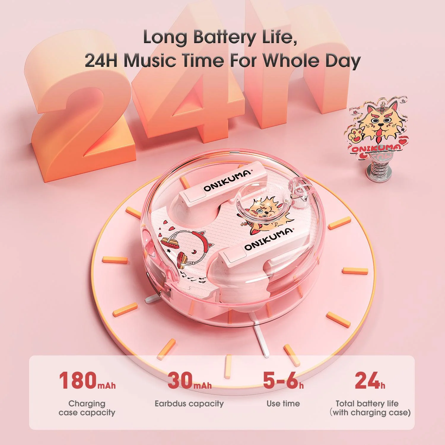 ONIKUMA T301 TWS Cartoon Earphone Touch Control Wireless Bluetooth-compatible 5.3 Headset Sports Earbuds Gaming Headset Gamer With Mic - Image 4