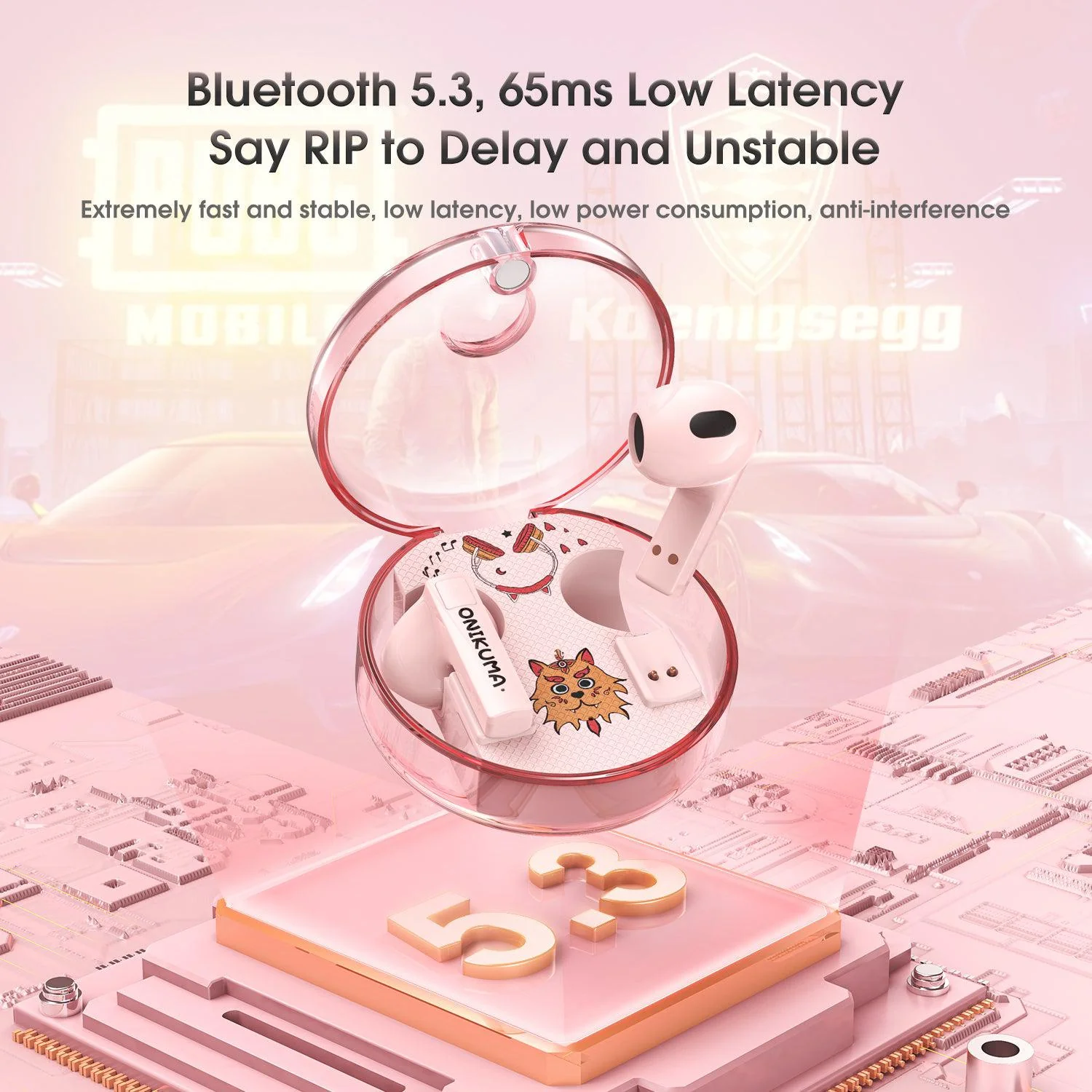 ONIKUMA T301 TWS Cartoon Earphone Touch Control Wireless Bluetooth-compatible 5.3 Headset Sports Earbuds Gaming Headset Gamer With Mic - Image 6