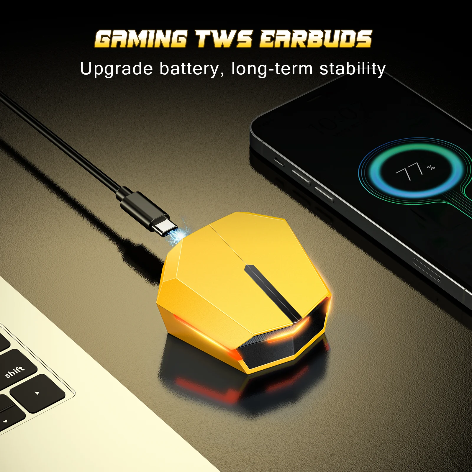 ONIKUMA T32 Bumblebee Gaming Headset, Wireless Bluetooth Earphones - Image 4