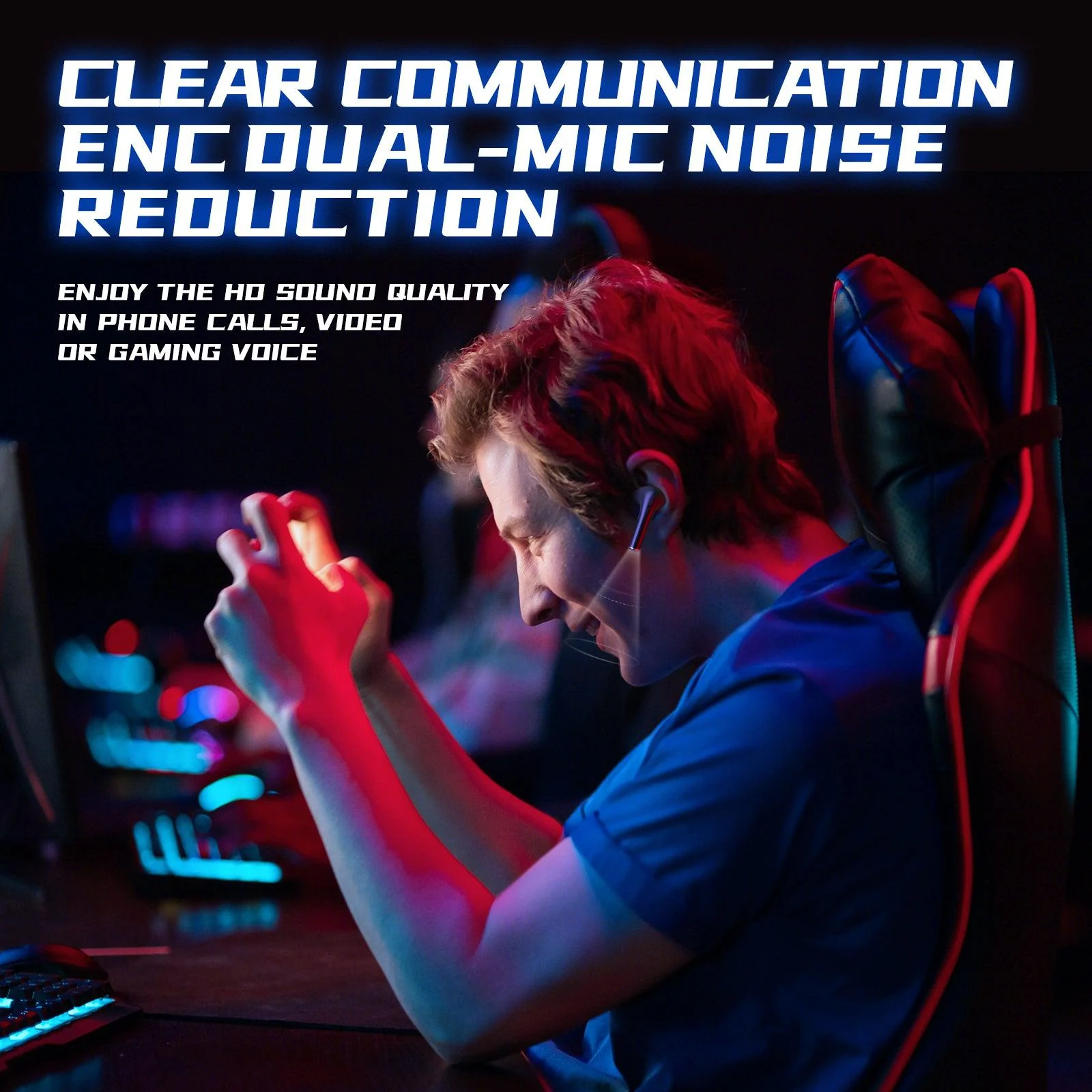 ONIKUMA T35 Bluetooth 5.1 Gaming Earbuds 60ms Latency Active Noise Reduction Fast Charging Earphone - Image 12