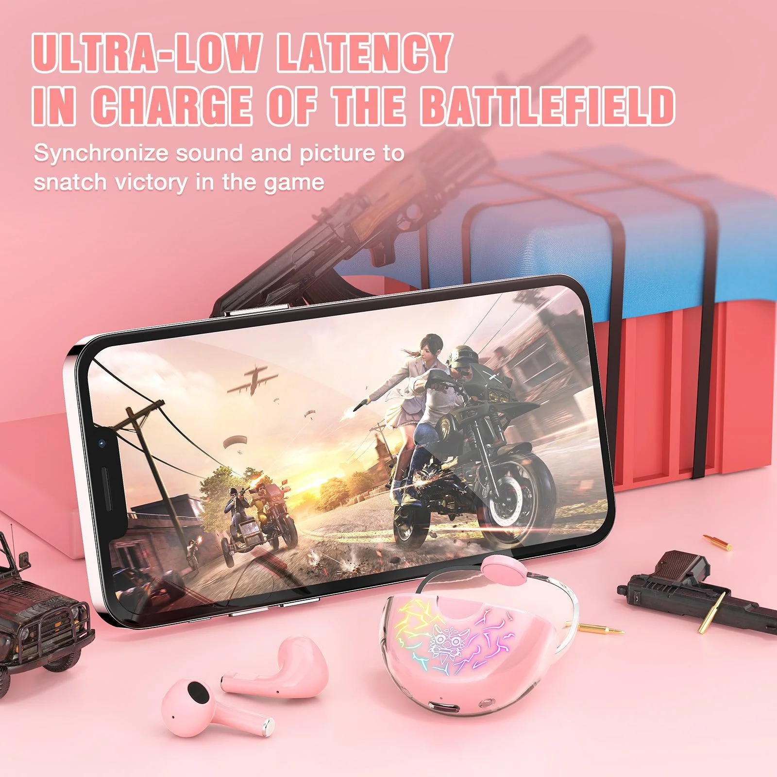 ONIKUMA T35 Bluetooth 5.1 Gaming Earbuds 60ms Latency Active Noise Reduction Fast Charging Earphone - Image 4