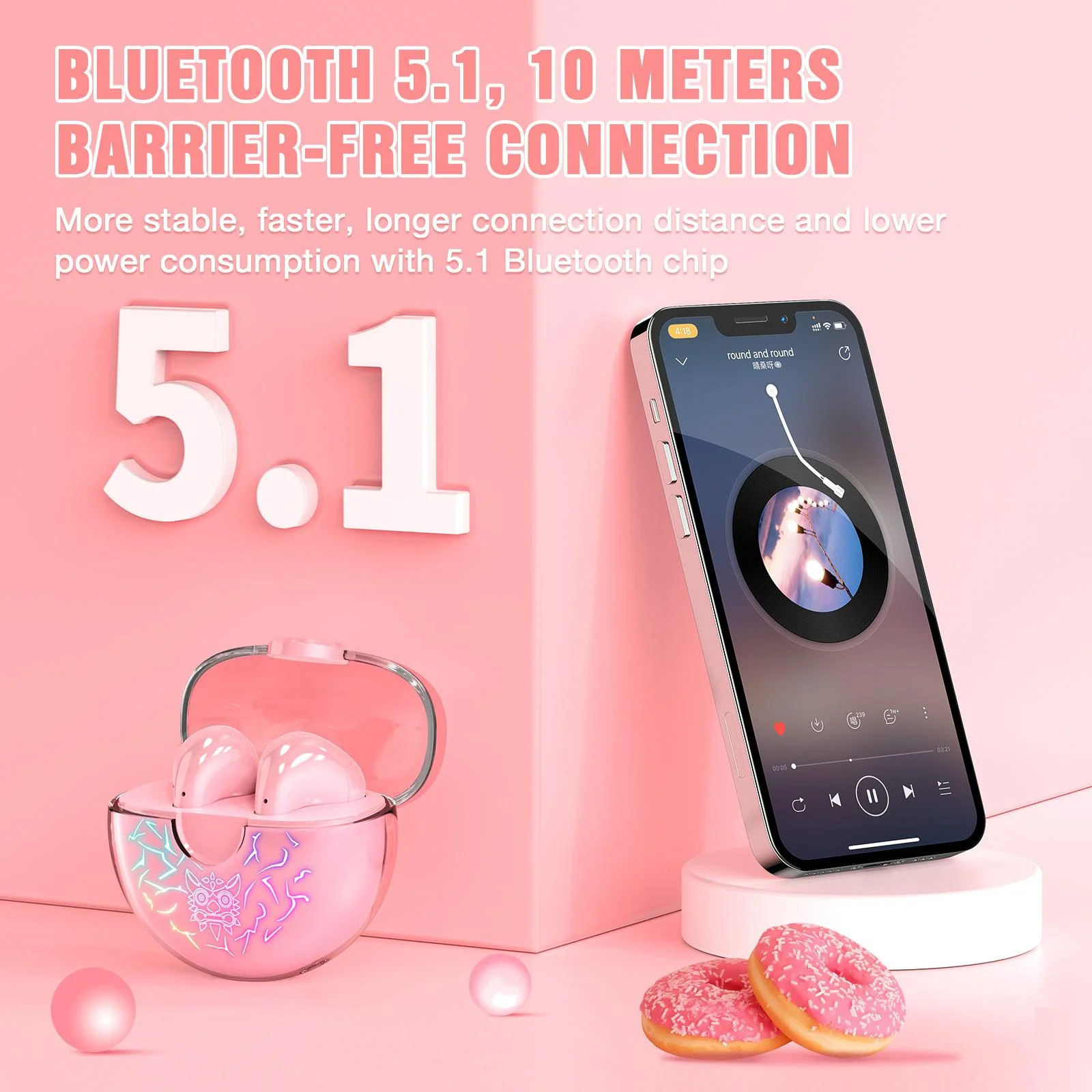 ONIKUMA T35 Bluetooth 5.1 Gaming Earbuds 60ms Latency Active Noise Reduction Fast Charging Earphone - Image 5