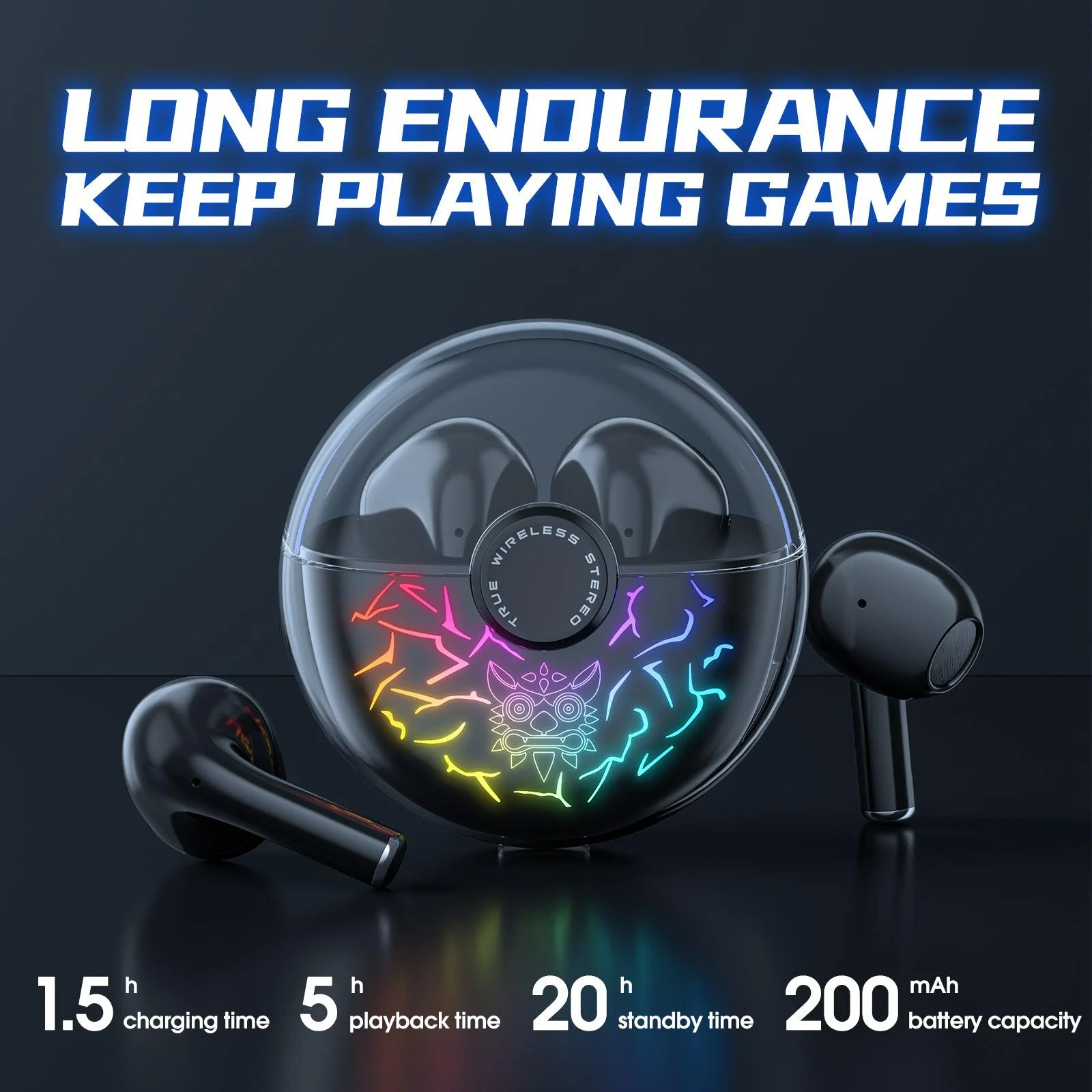 ONIKUMA T35 Bluetooth 5.1 Gaming Earbuds 60ms Latency Active Noise Reduction Fast Charging Earphone - Image 9