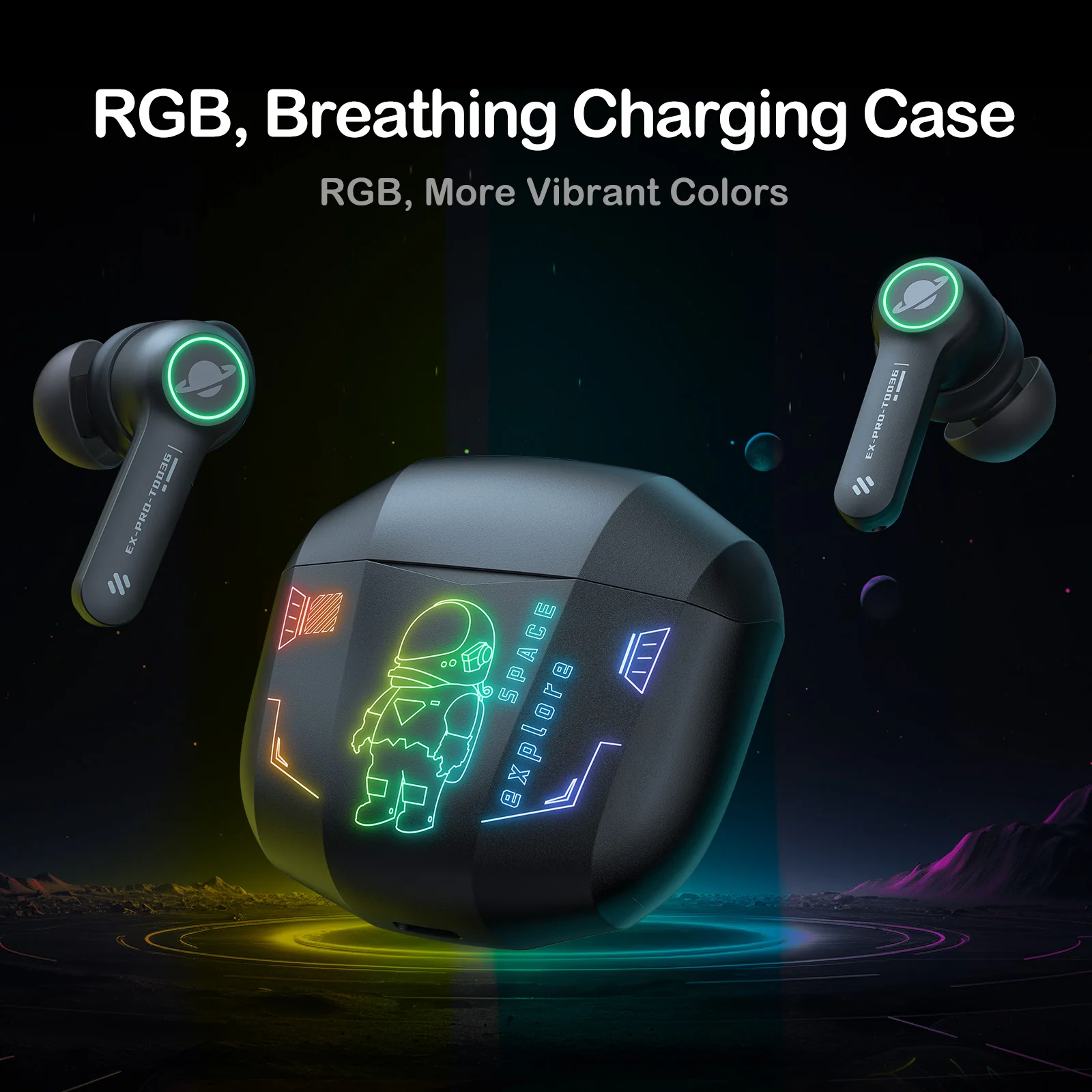 ONIKUMA T36 RGB TWS Gaming Earbuds 40MS Delay Bluetooth5.0 Noise Reduction for Game Music - Image 4
