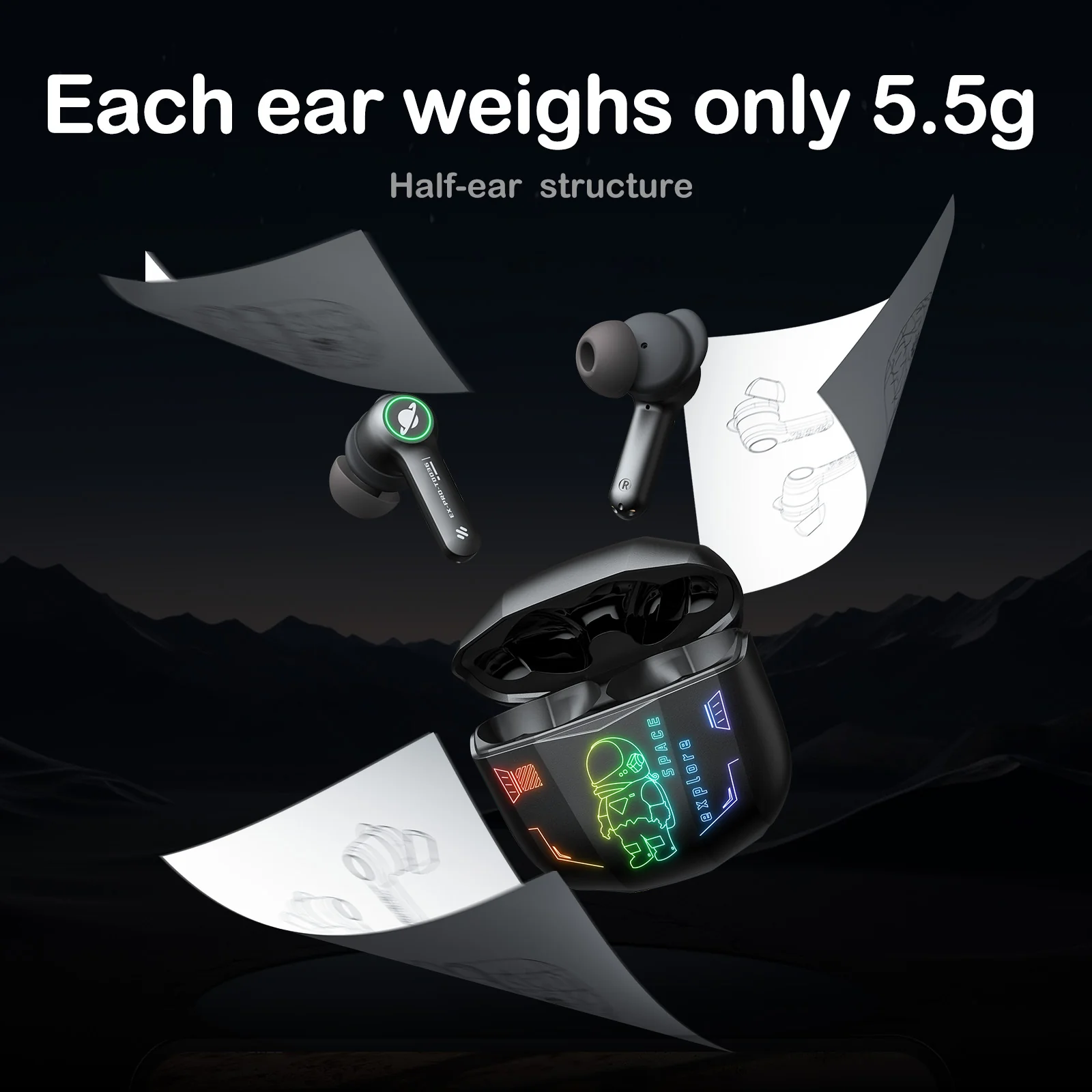 ONIKUMA T36 RGB TWS Gaming Earbuds 40MS Delay Bluetooth5.0 Noise Reduction for Game Music - Image 6