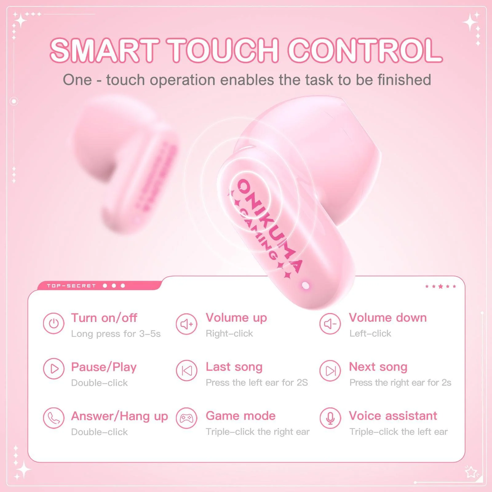 ONIKUMA TX603 Wireless Neckband Earphones - Fashion Face Swapping Design, Low Latency Gaming & ENC Noise Cancellation - Image 5
