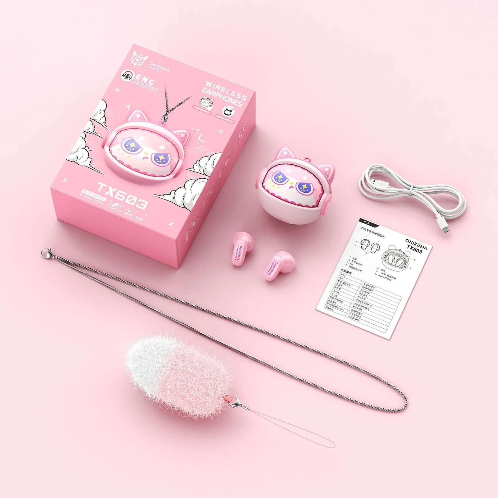 ONIKUMA TX603 Wireless Neckband Earphones - Fashion Face Swapping Design, Low Latency Gaming & ENC Noise Cancellation - Image 6