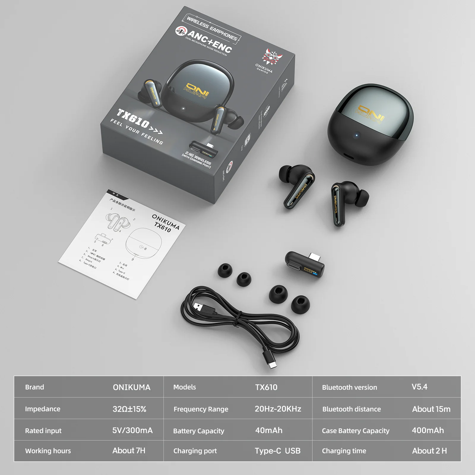 ONIKUMA TX610 Gaming Earbuds - Dual-Mode ANC with 30ms Ultra-Low Latency - Image 7