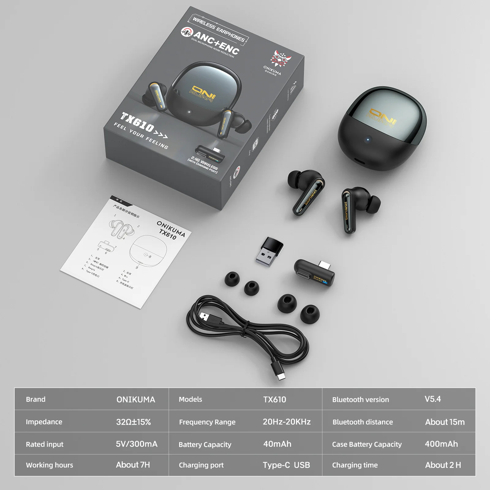 ONIKUMA TX610 Gaming Earbuds - Dual-Mode ANC with 30ms Ultra-Low Latency - Image 8