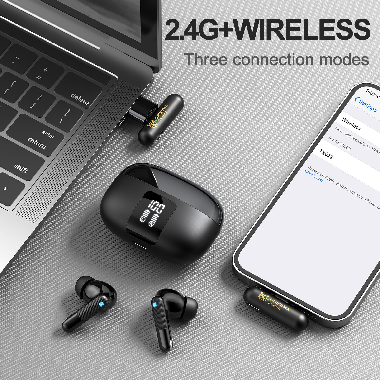 ONIKUMA TX612 Gaming Earbuds -Low Latency Gaming Headset, Hi-Fi Sound for PS5, Quest 3S/3/2, Nintendo Switch, Steam Deck - Image 3