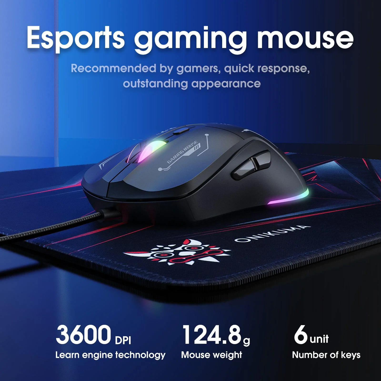 ONIKUMA TZ3006 3 in 1 Gaming Combo -  G22 Keyboard / CW917 Mouse/ MP002 Mouse Pad - Image 3
