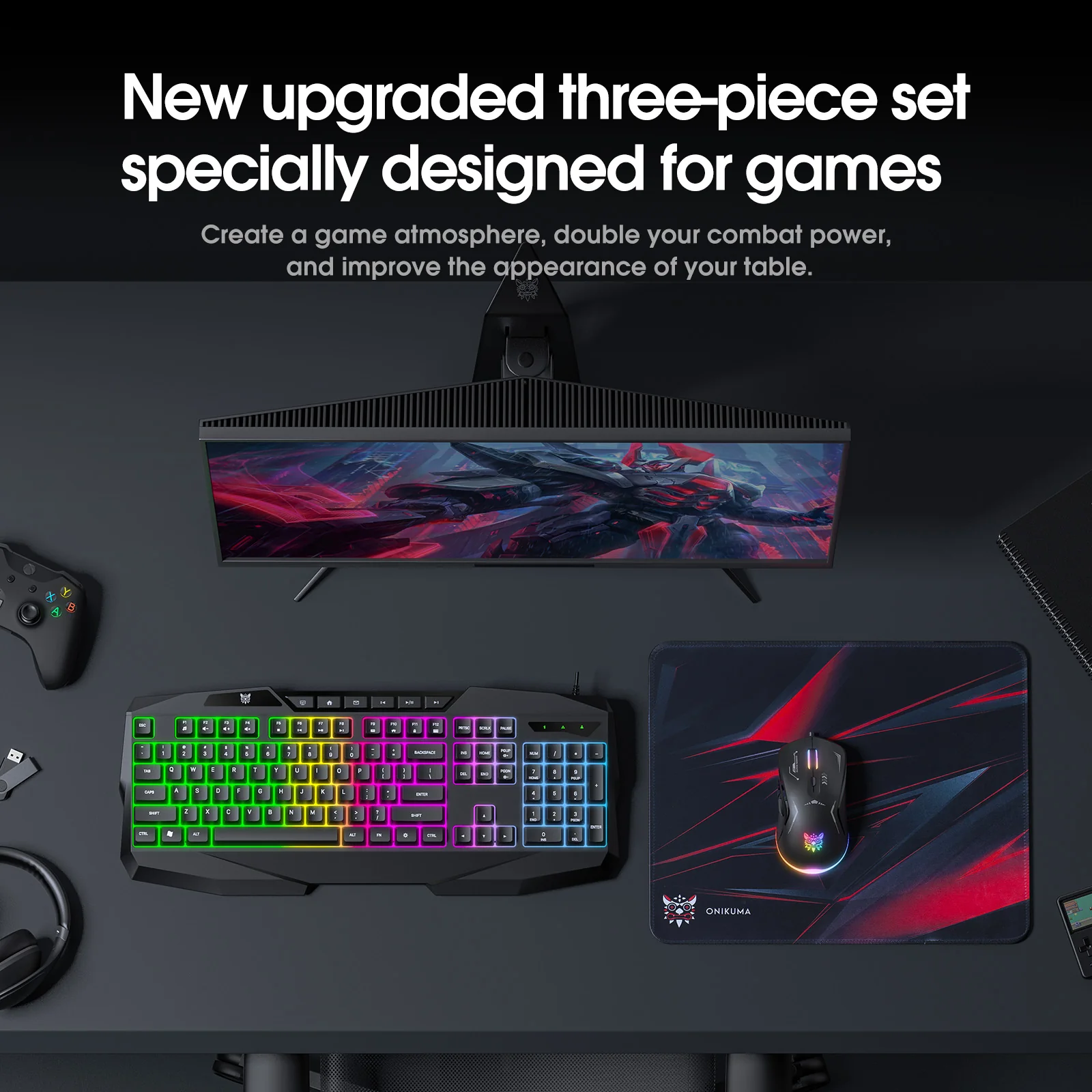 ONIKUMA TZ3006 3 in 1 Gaming Combo -  G22 Keyboard / CW917 Mouse/ MP002 Mouse Pad - Image 6