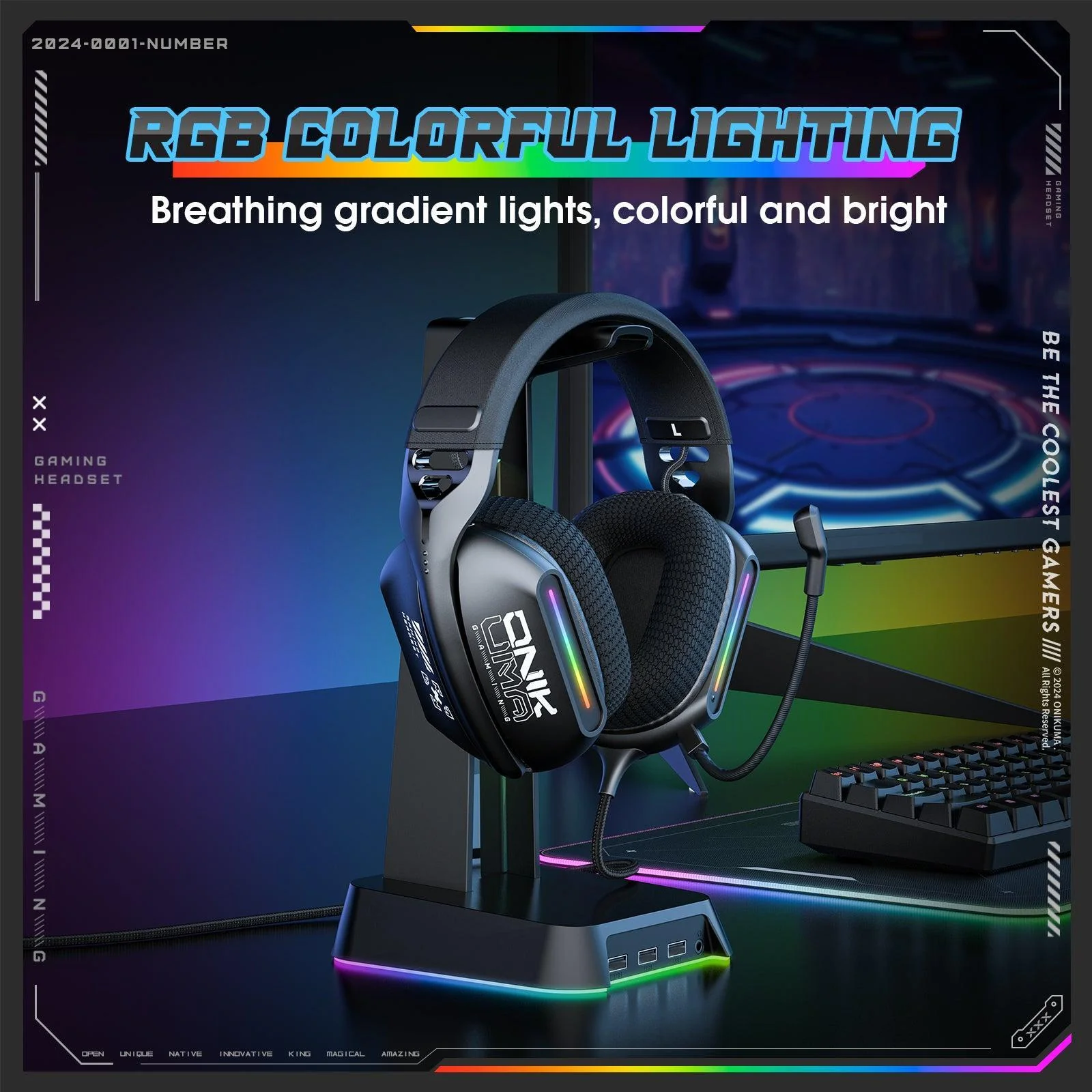 ONIKUMA X12 RGB Gaming Headset – 40mm HD Sound, 360° Mic, Memory Foam Comfort - Image 2