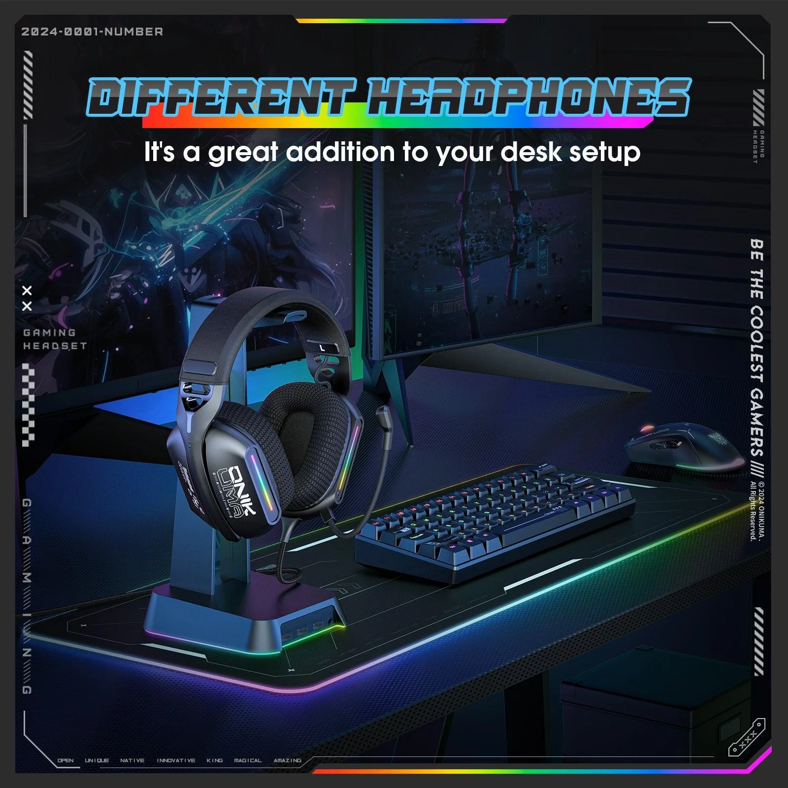 ONIKUMA X12 RGB Gaming Headset – 40mm HD Sound, 360° Mic, Memory Foam Comfort - Image 4