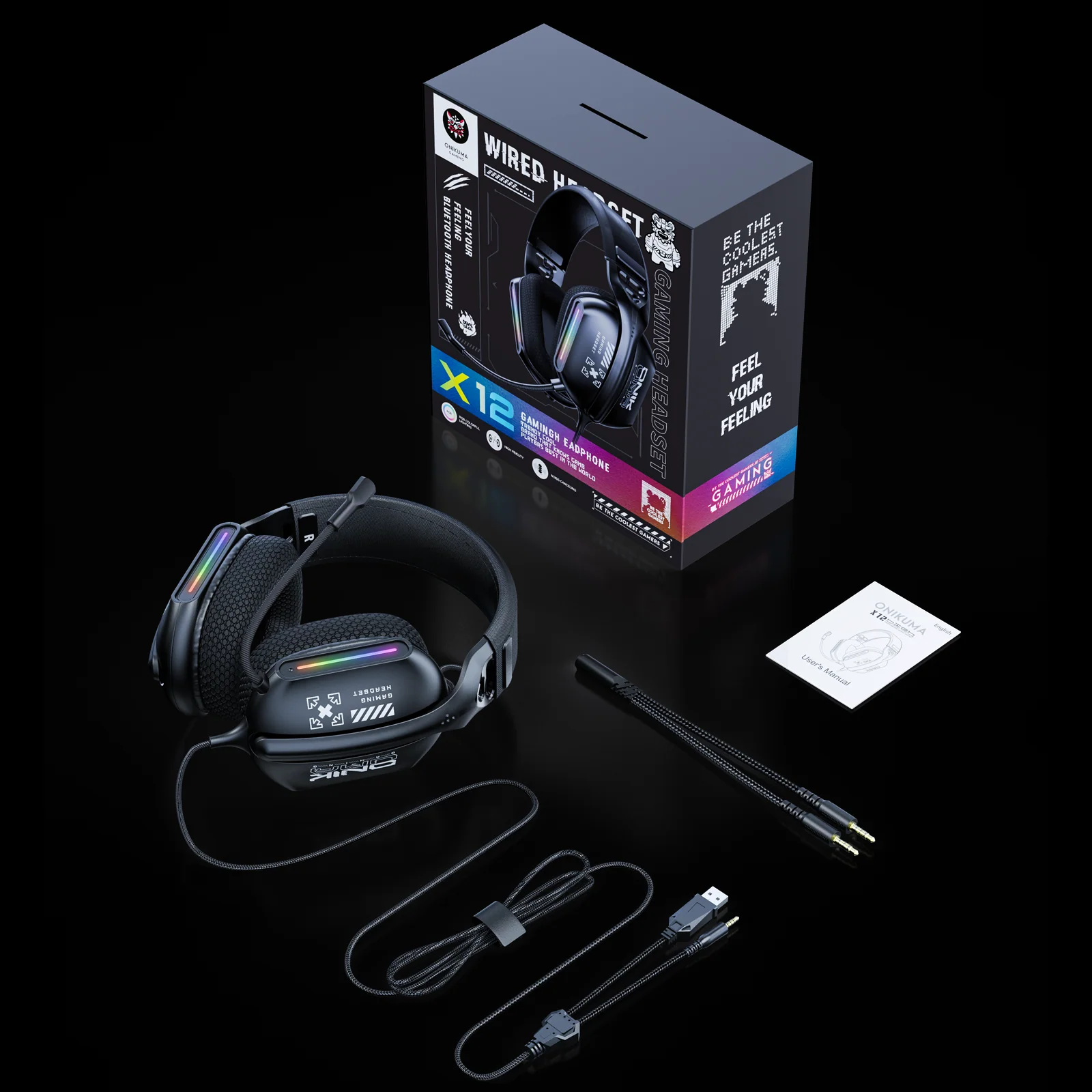 ONIKUMA X12 RGB Gaming Headset – 40mm HD Sound, 360° Mic, Memory Foam Comfort - Image 7