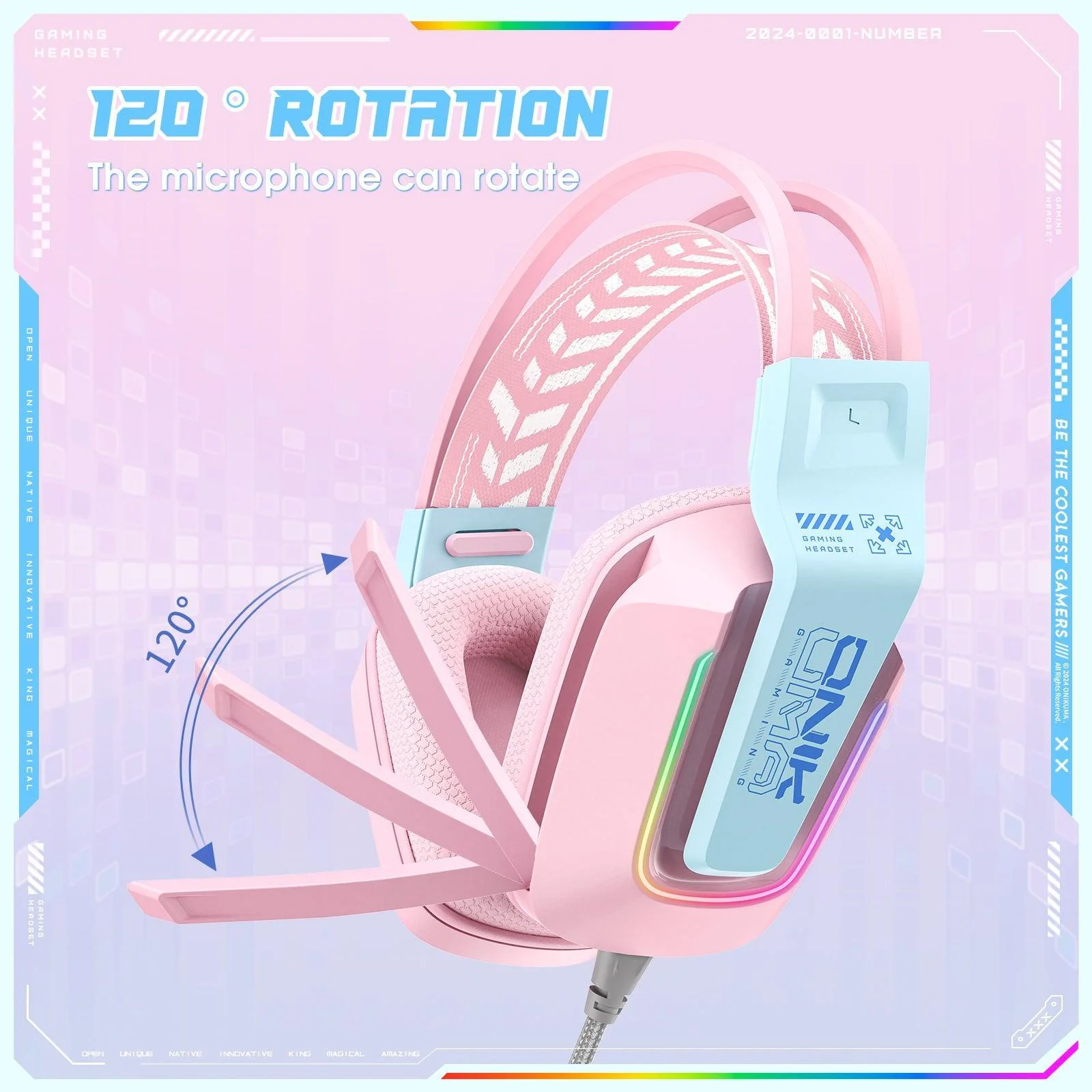 ONIKUMA X13 RGB Gaming Headset - 50mm Drivers, 120° Adjustable Mic, Multi-Color Options - Image 11