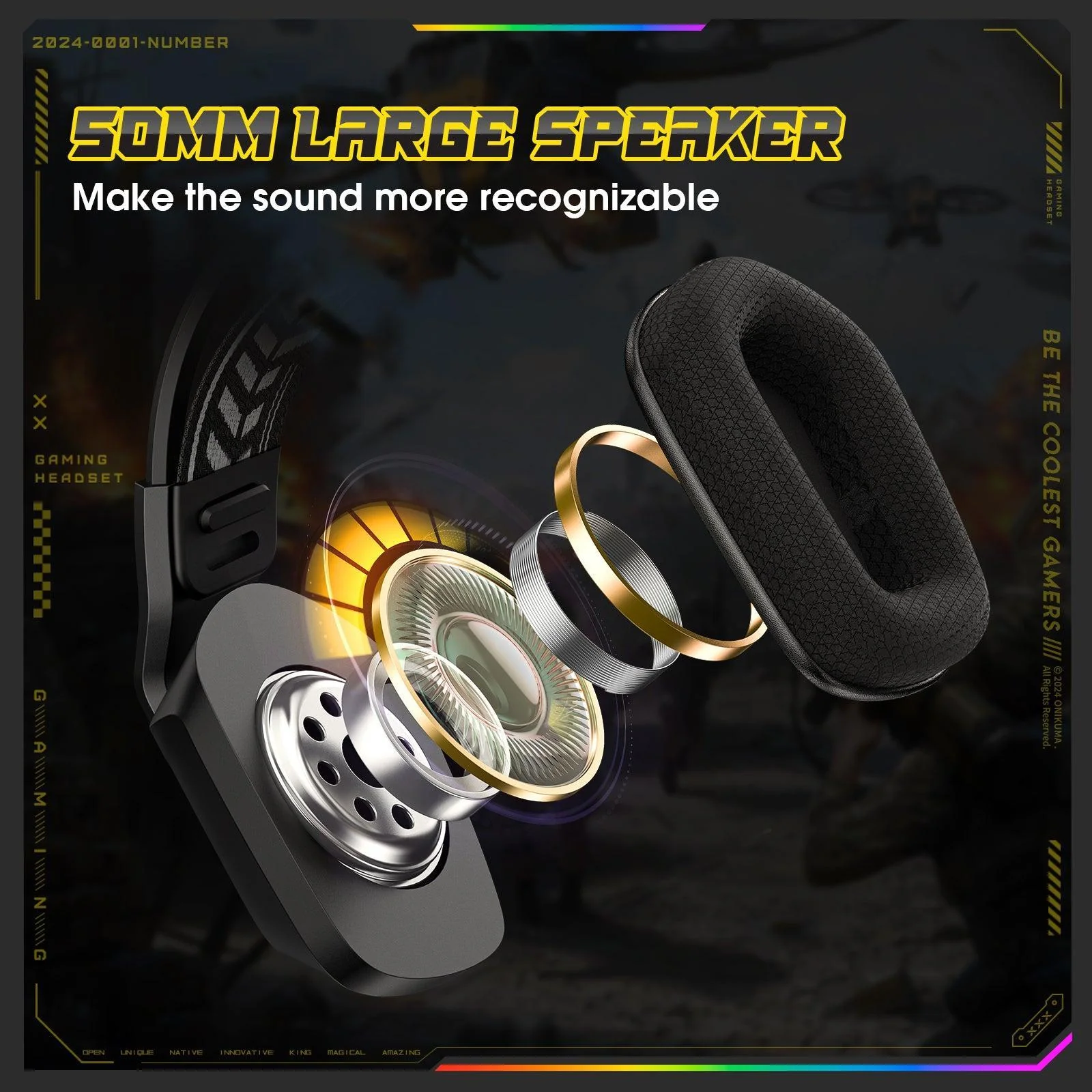 ONIKUMA X13 RGB Gaming Headset - 50mm Drivers, 120° Adjustable Mic, Multi-Color Options - Image 20