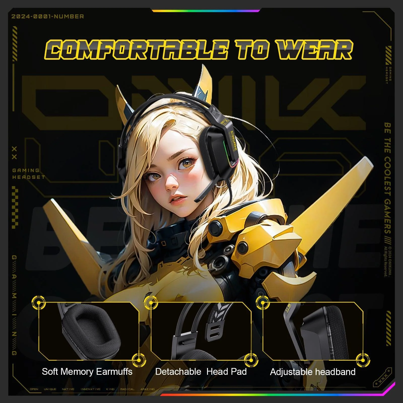 ONIKUMA X13 RGB Gaming Headset - 50mm Drivers, 120° Adjustable Mic, Multi-Color Options - Image 22