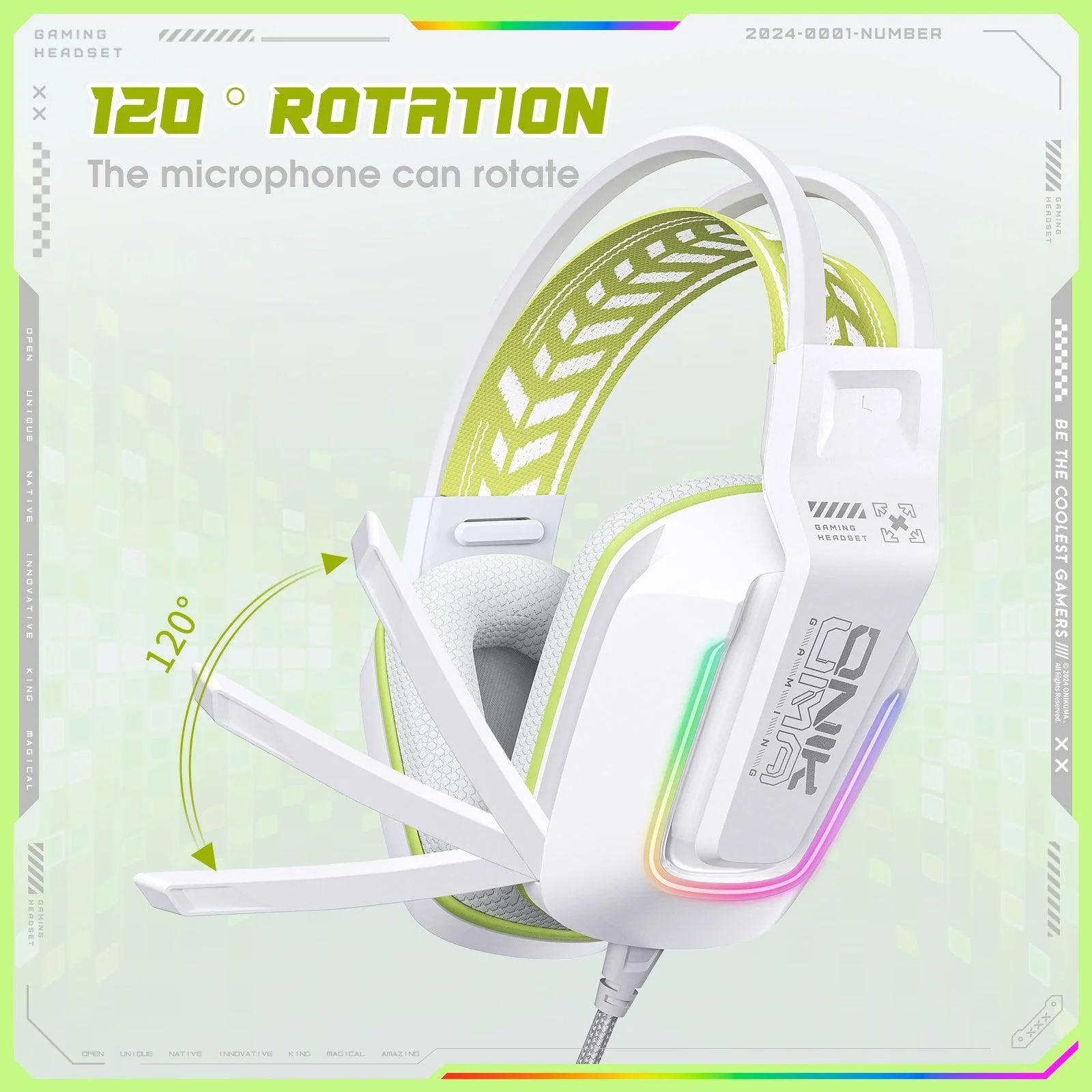 ONIKUMA X13 RGB Gaming Headset - 50mm Drivers, 120° Adjustable Mic, Multi-Color Options - Image 3