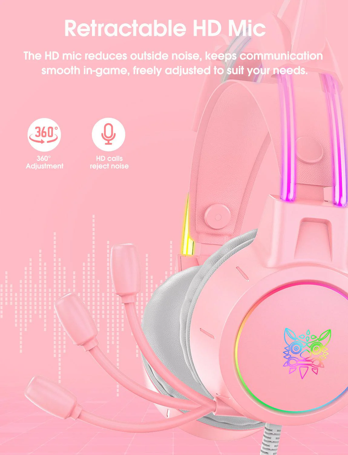 ONIKUMA X15 PRO Cat Ear Headphones, Double-Head Beam Noise Cancelling Microphone Durable Stereo Surround Gaming Headphones RGB Audifonos Alambricos Gaming Headset - Image 11