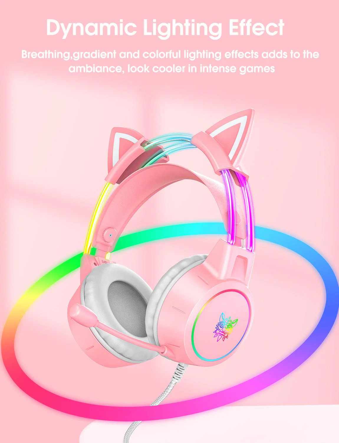 ONIKUMA X15 PRO Cat Ear Headphones, Double-Head Beam Noise Cancelling Microphone Durable Stereo Surround Gaming Headphones RGB Audifonos Alambricos Gaming Headset - Image 12