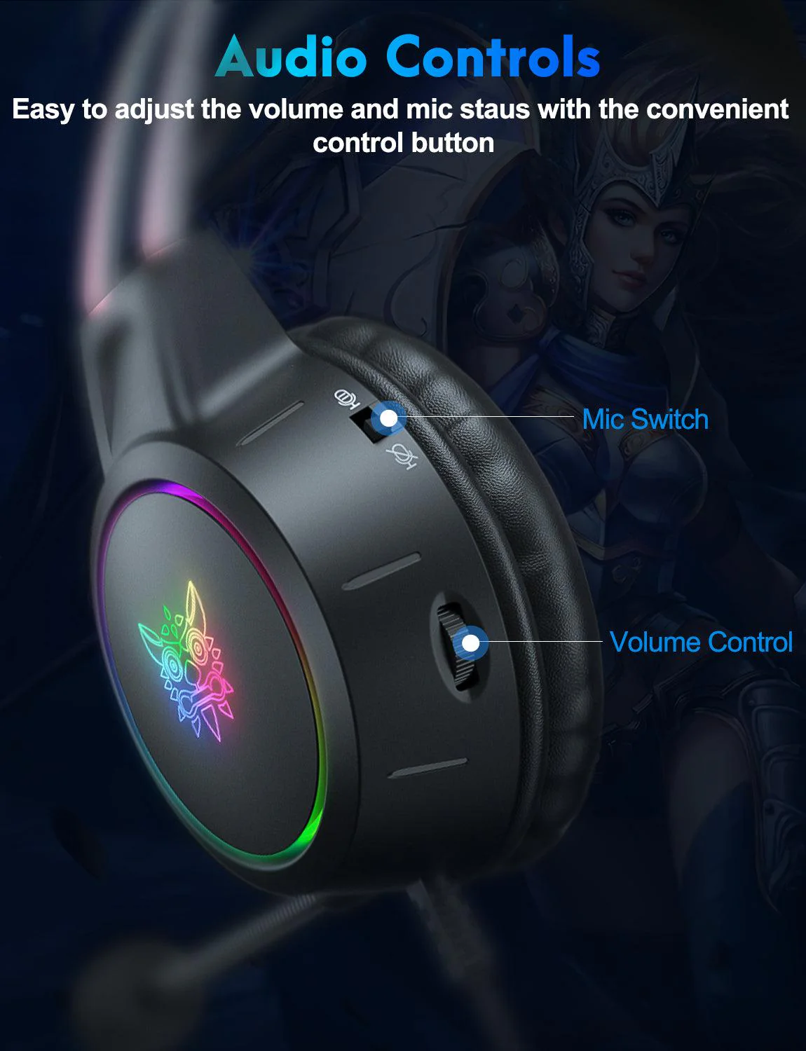 ONIKUMA X15 PRO Cat Ear Headphones, Double-Head Beam Noise Cancelling Microphone Durable Stereo Surround Gaming Headphones RGB Audifonos Alambricos Gaming Headset - Image 3