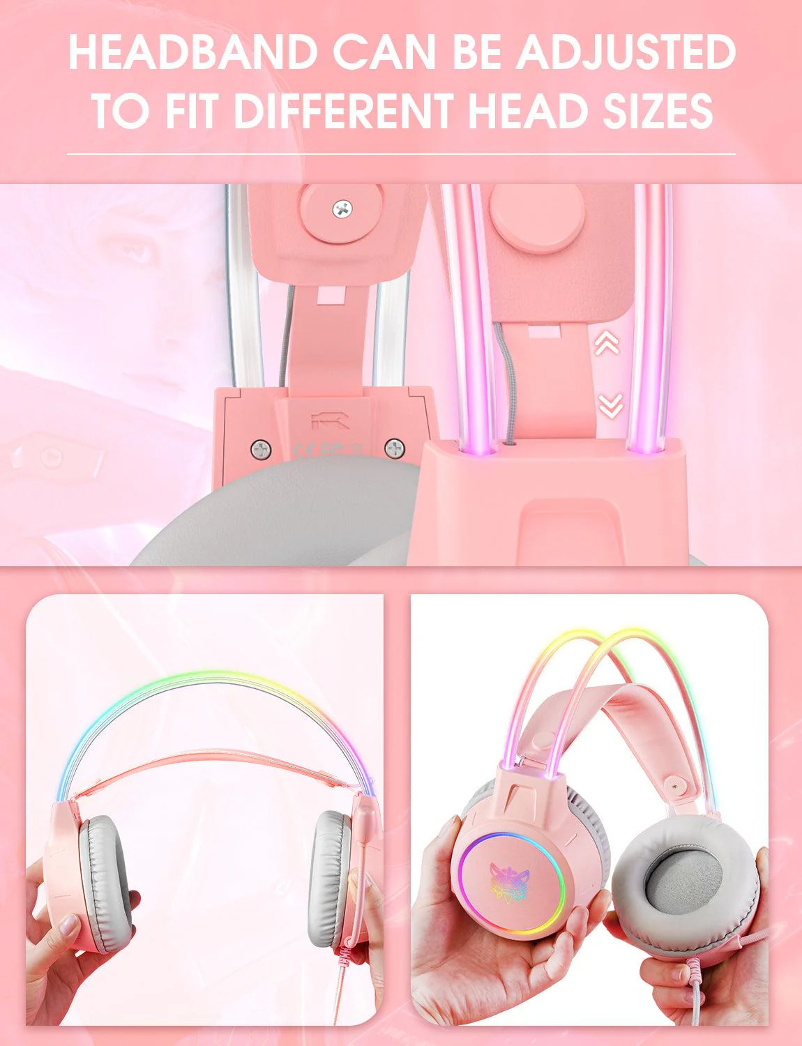 ONIKUMA X15 PRO RGB Light Double-Head Beam Noise Cancelling Microphone Gaming Headphones with microphone 3.5 mm wired headset for PC XBOX PS4 - Image 4